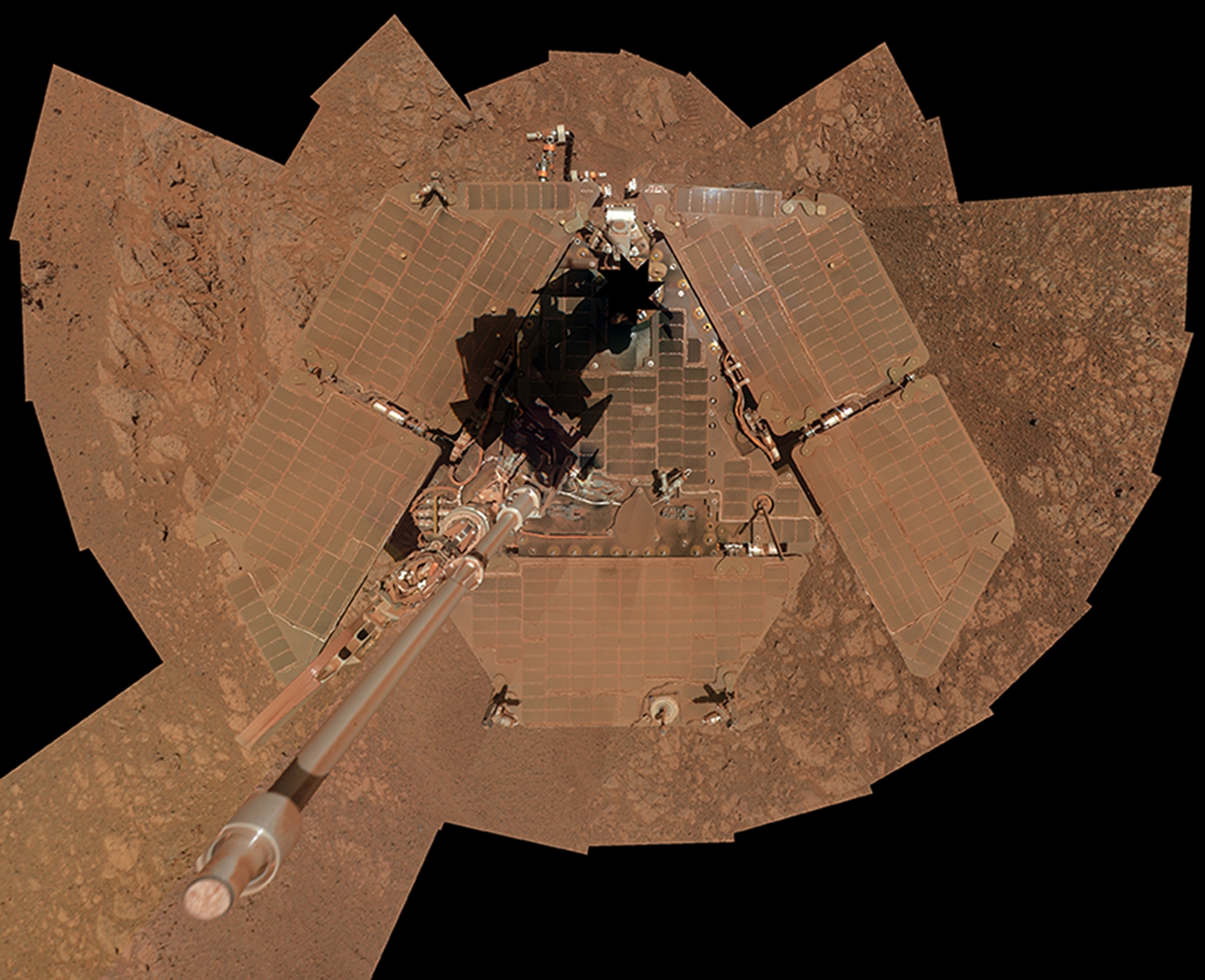 mosaic image of rover from above.