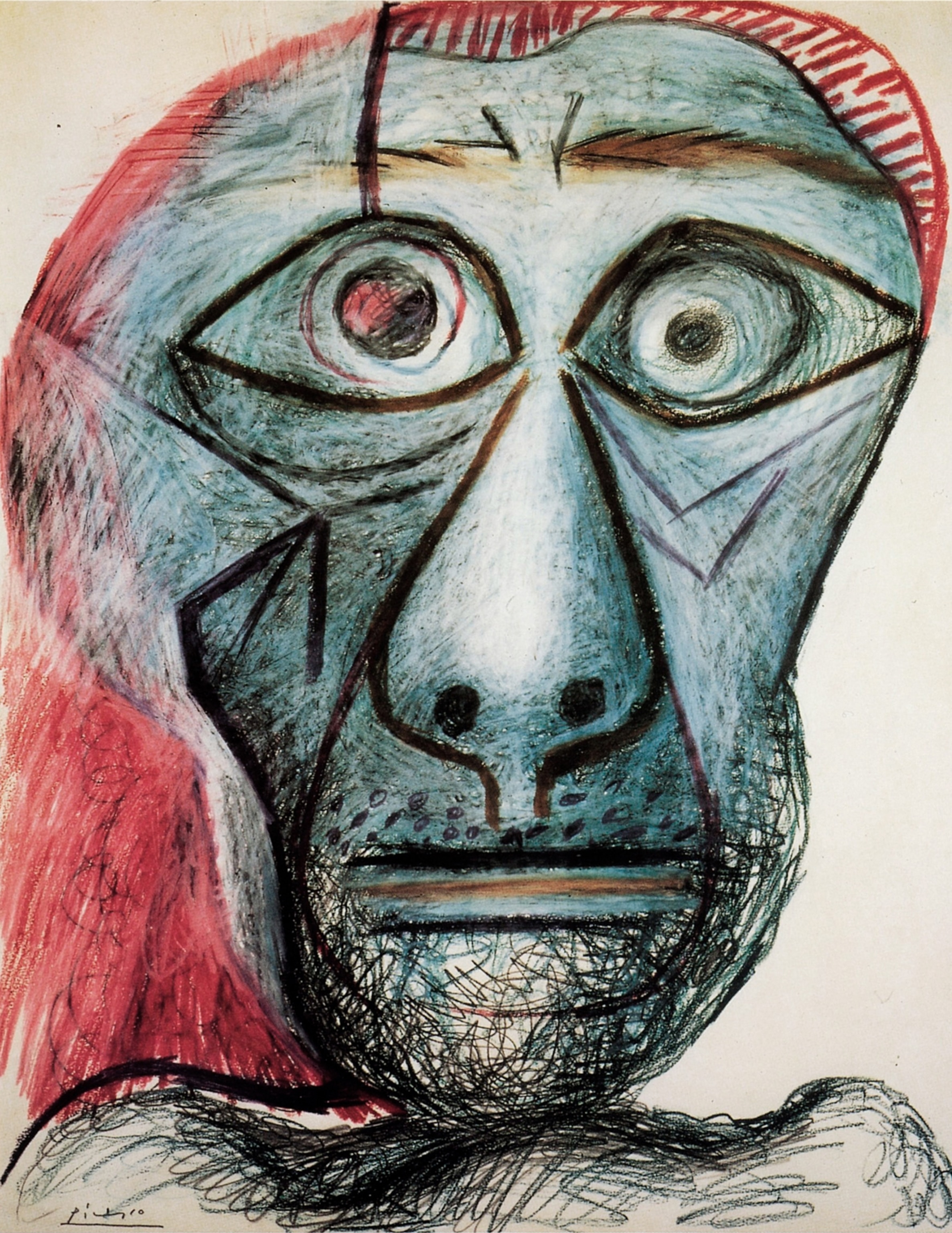 a colorful Picasso self-portrait painting