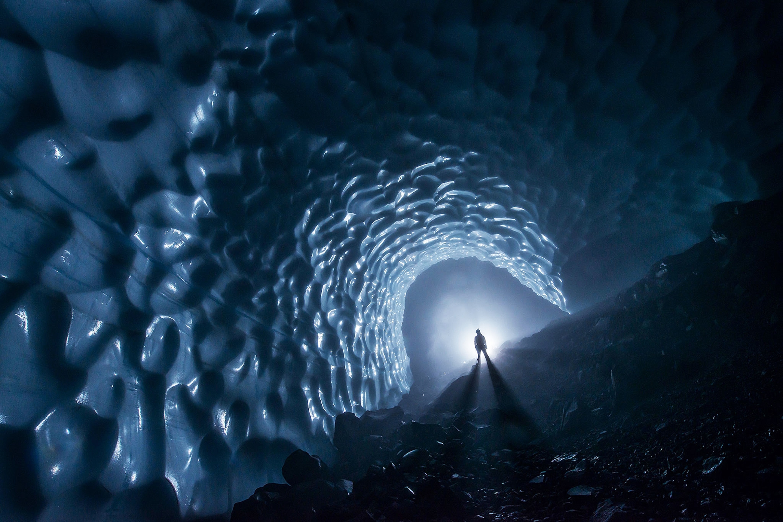 cave explorers on Mt. Rainier