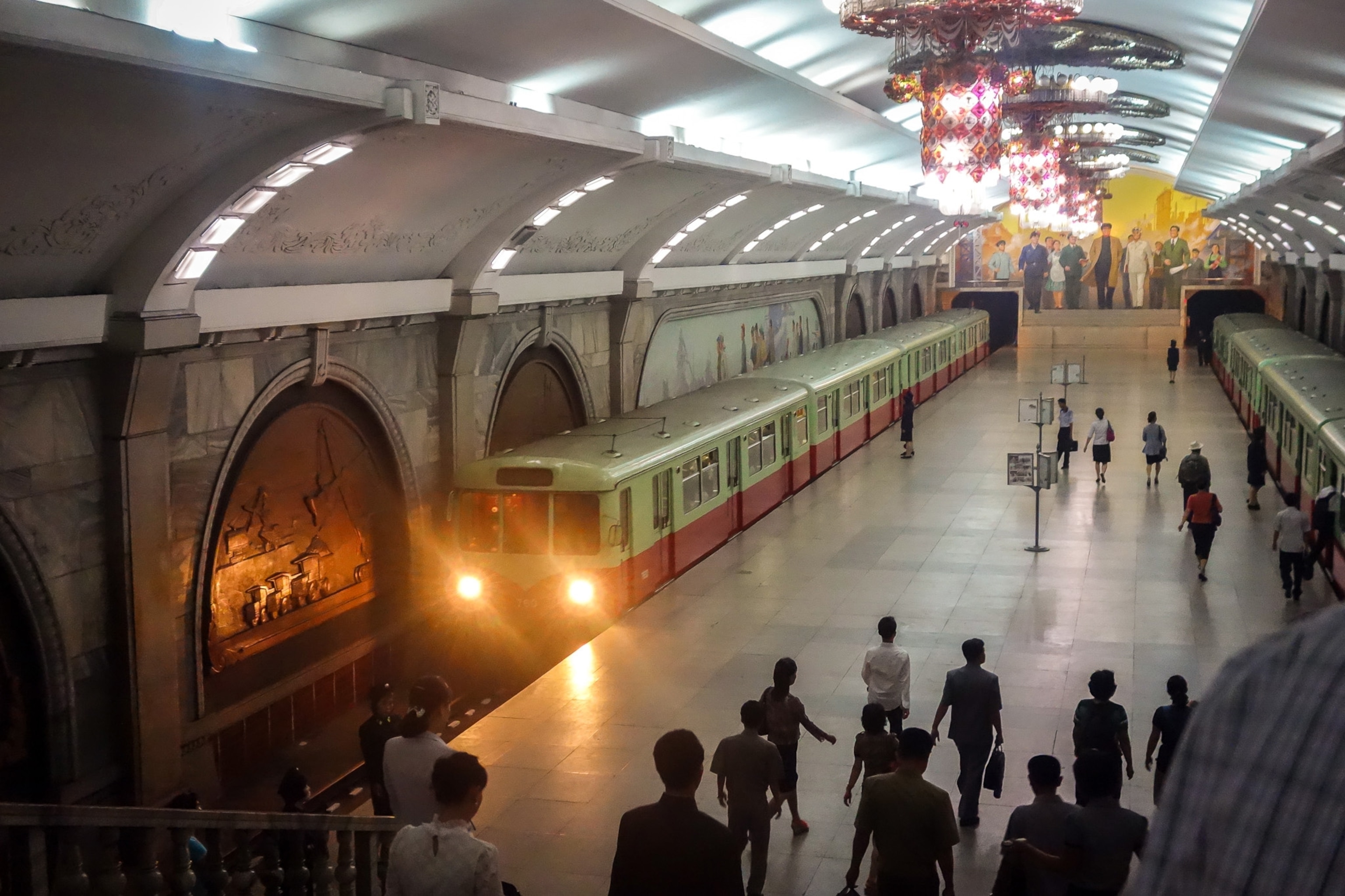 a subway stop in North Korea