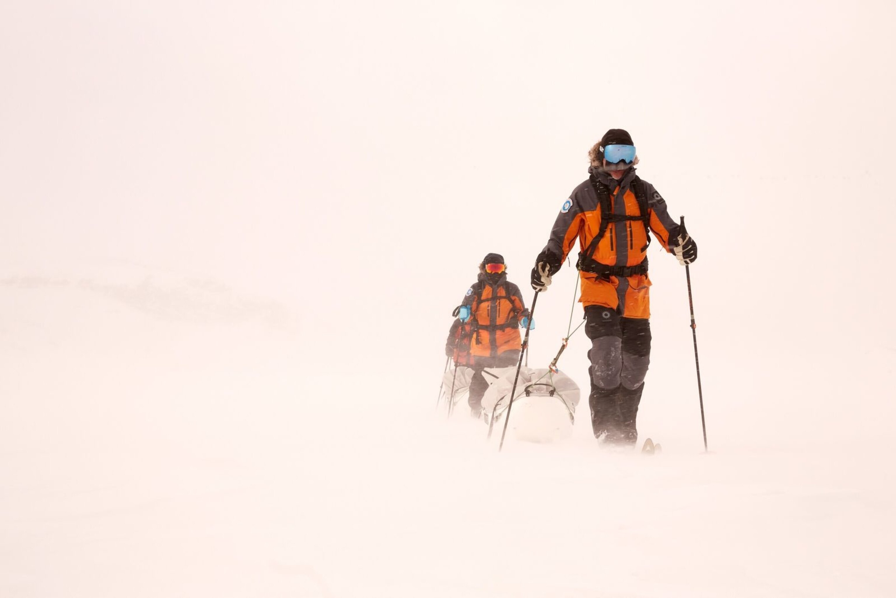 Travellers tackle frozen Finsevann lake.