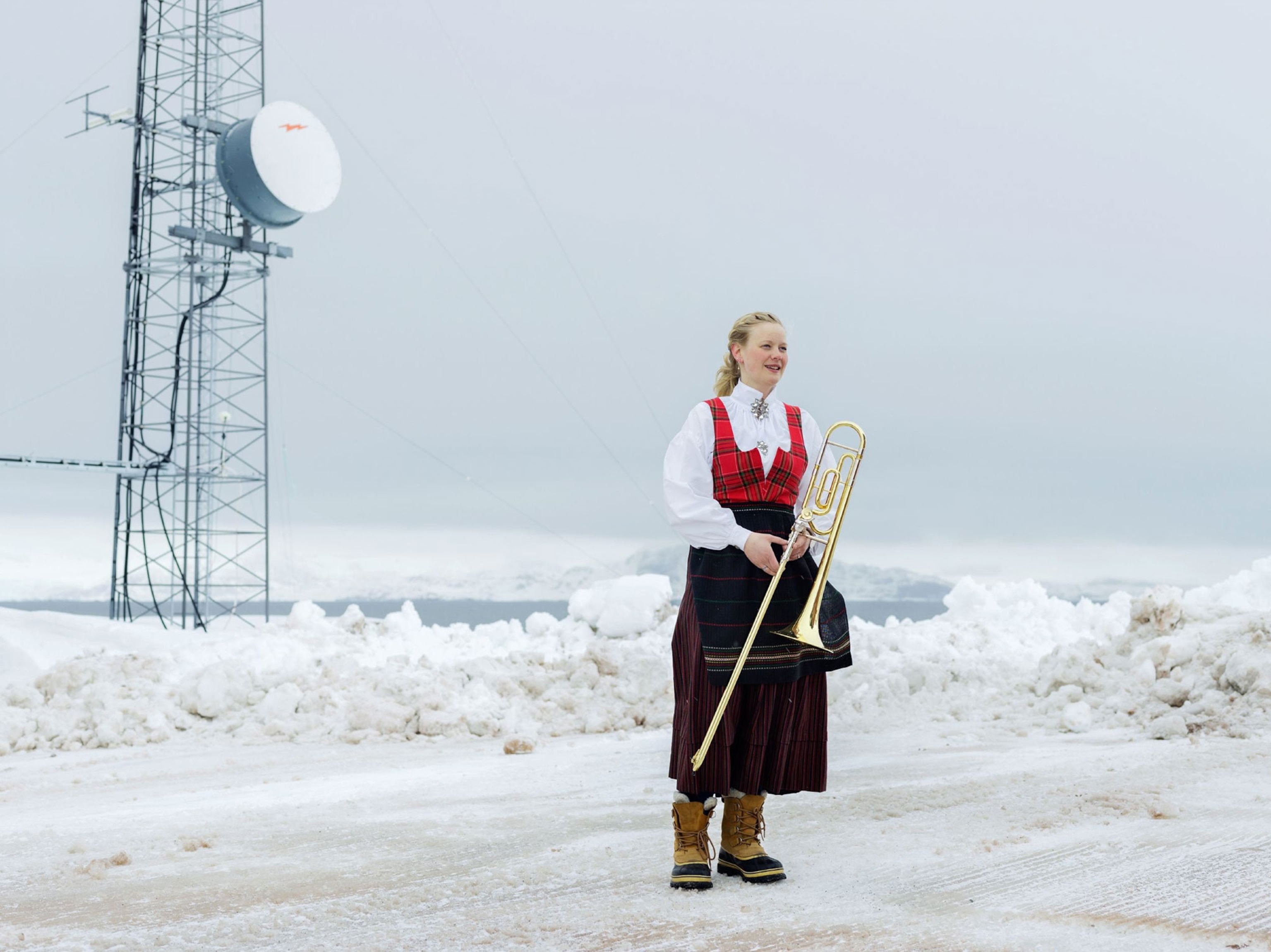 a woman at Norway's Independence Day—May 17—at the base.