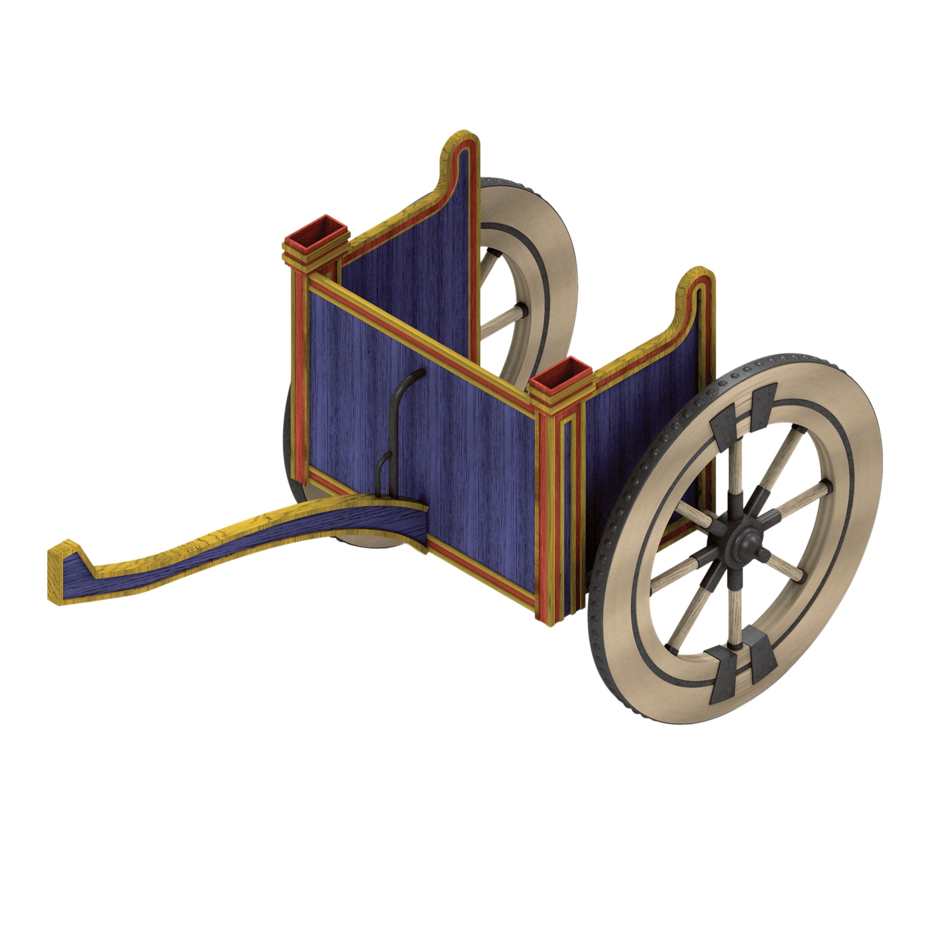 a blue boxy chariot