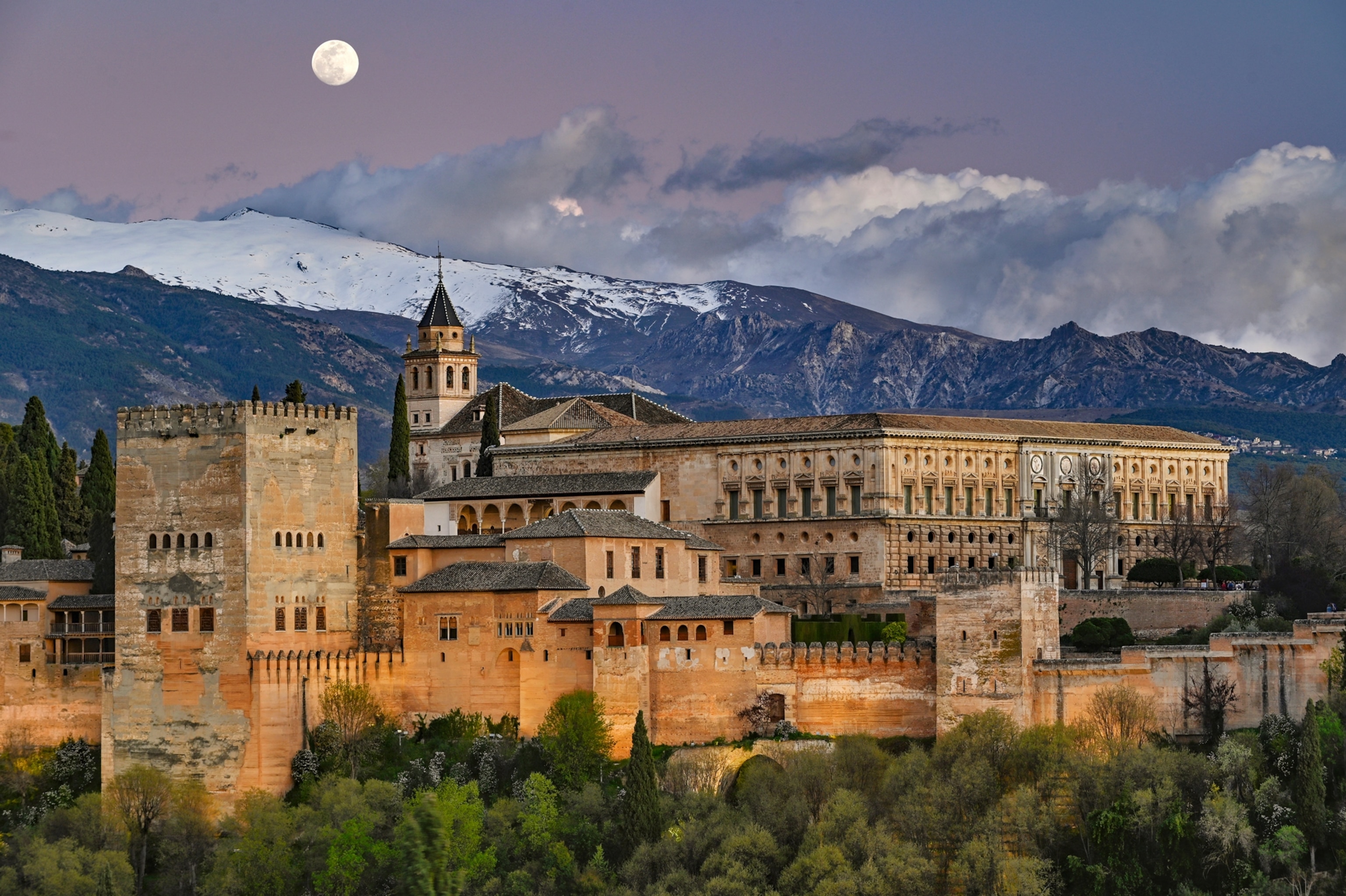 The view of the a palace and fortress complex located on the hilltop.