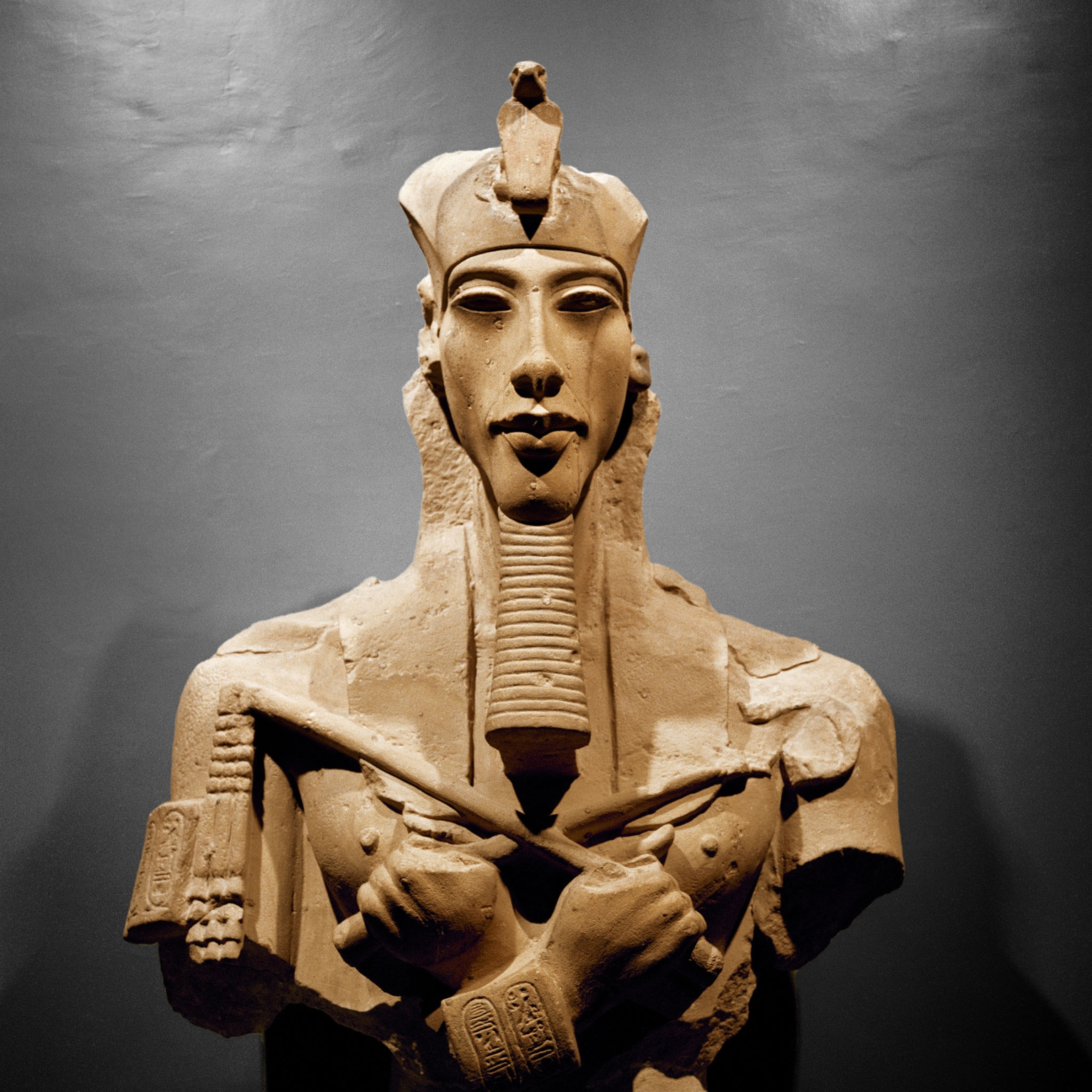 intact sculpture of Akhenaten in Luxor Museum, Egypt