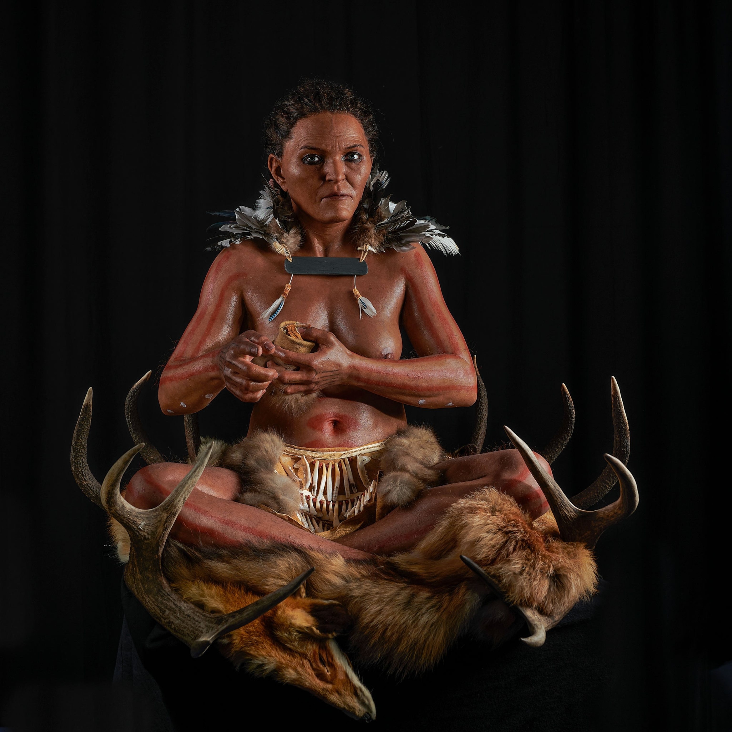 the reconstruction of a Swedish stone-age Shaman woman