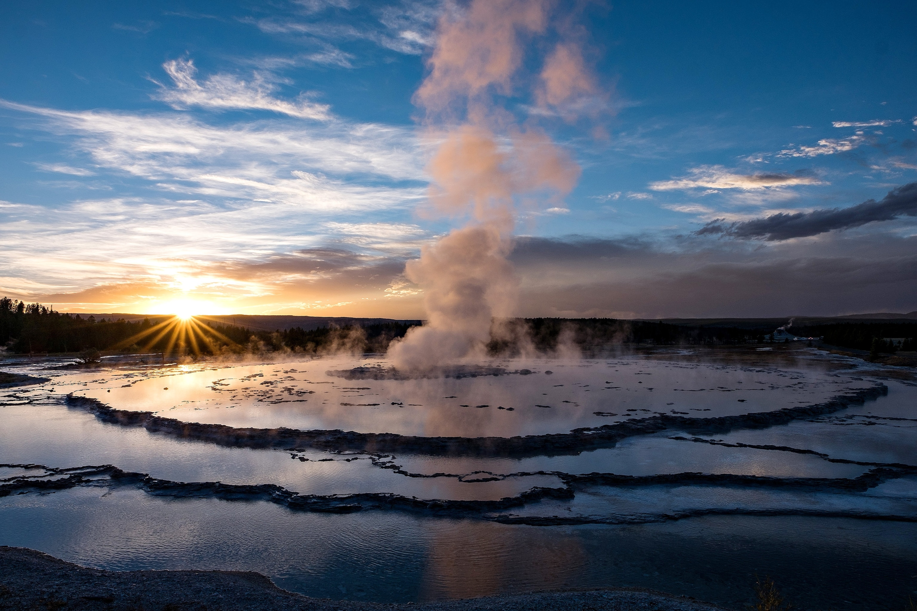 the Great Fountain Geyser in Yellowstone National Park, Wyoming