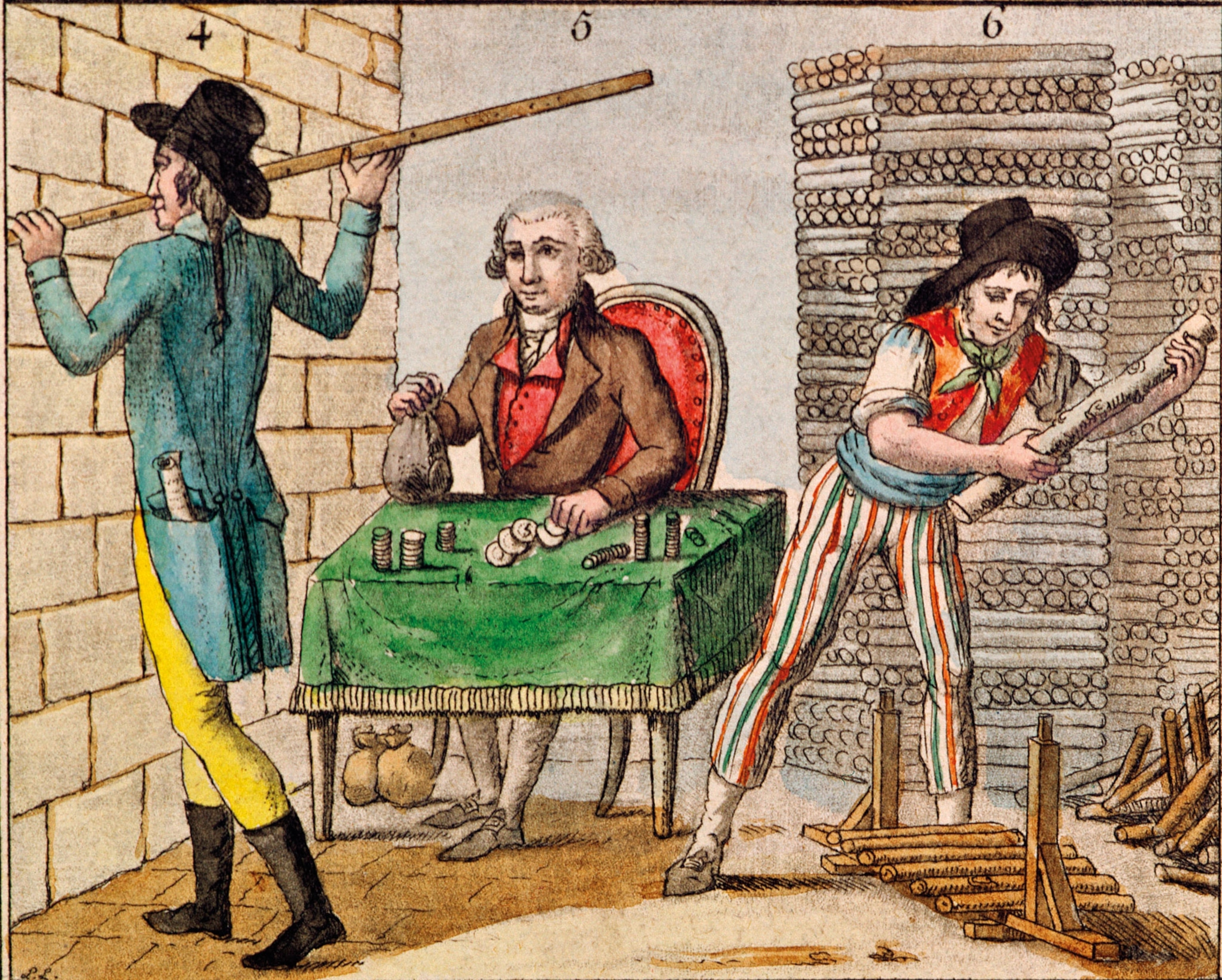 A drawing of people using measurement tools