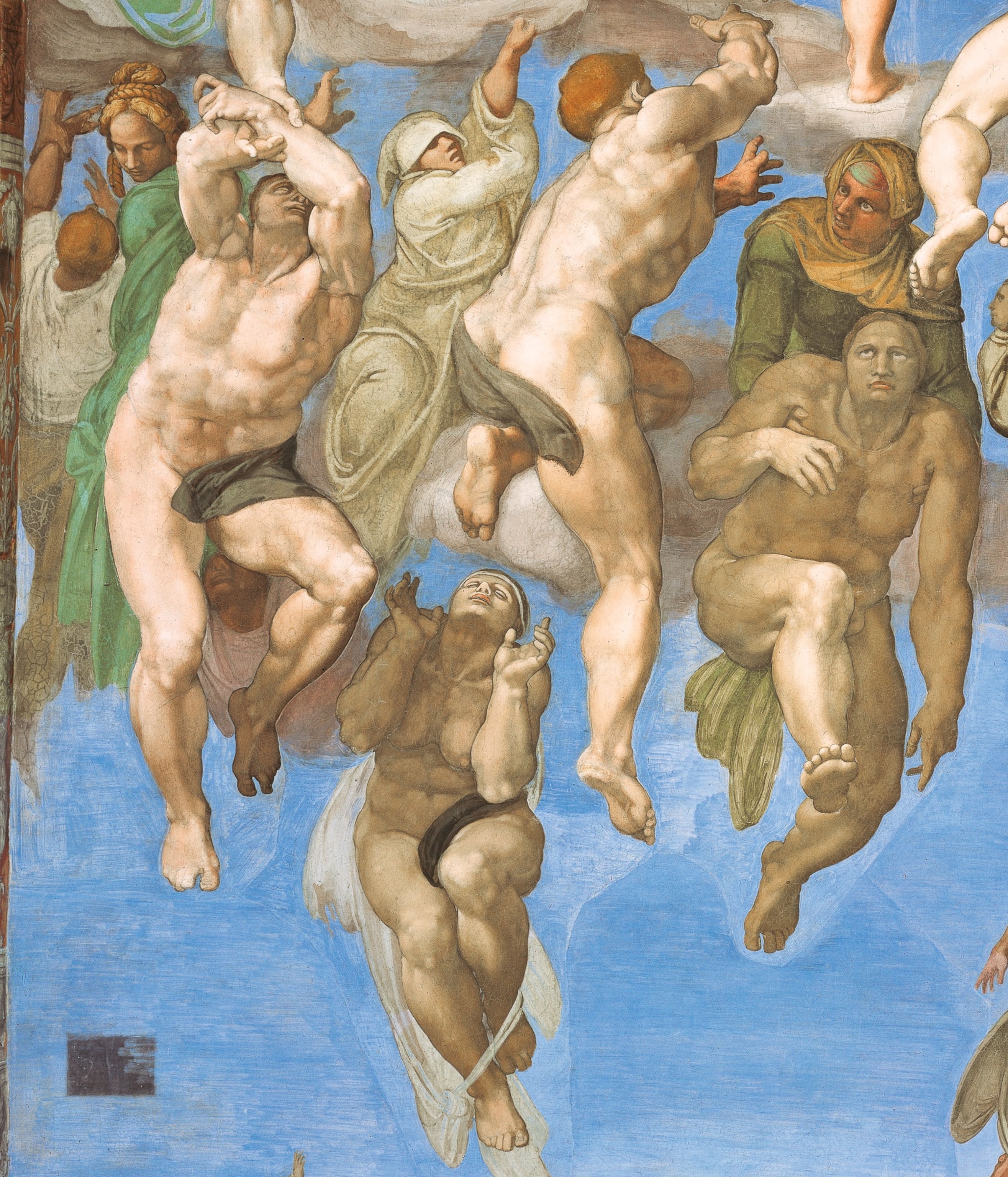 a soul ascending to heaven in the Sistine Chapel's Last Judgment