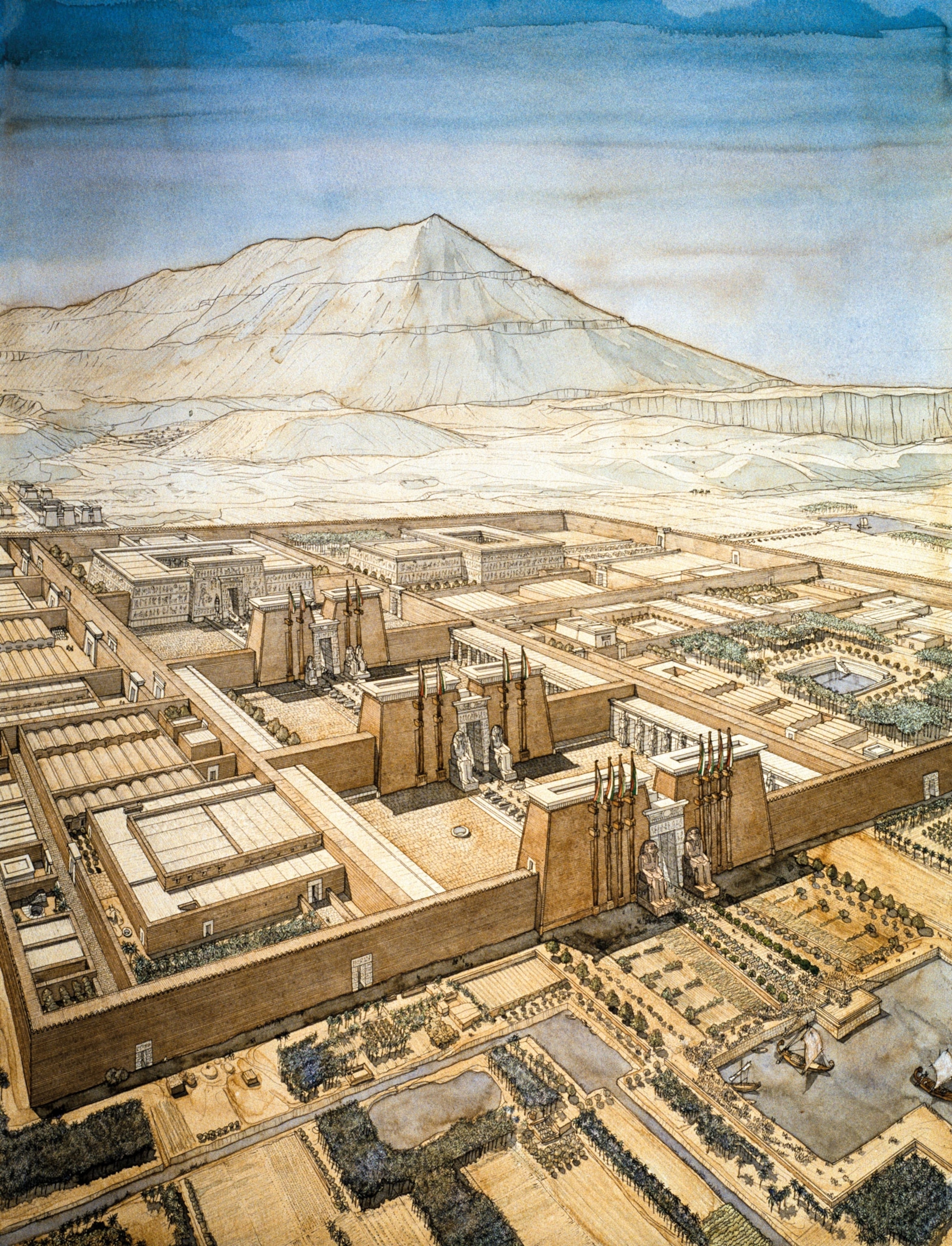 A drawing of temple ruins