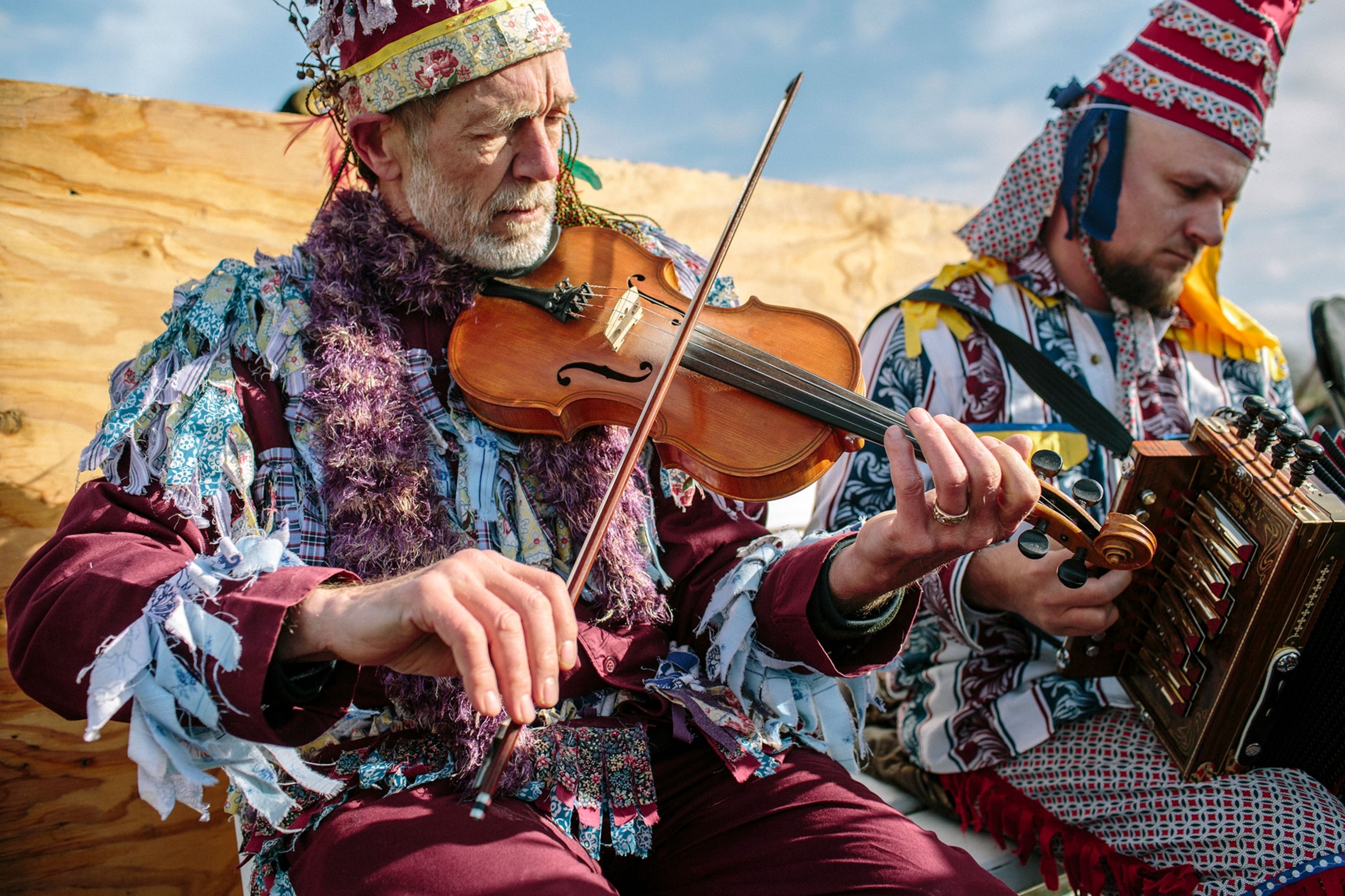 costumed musicians in Louisiana