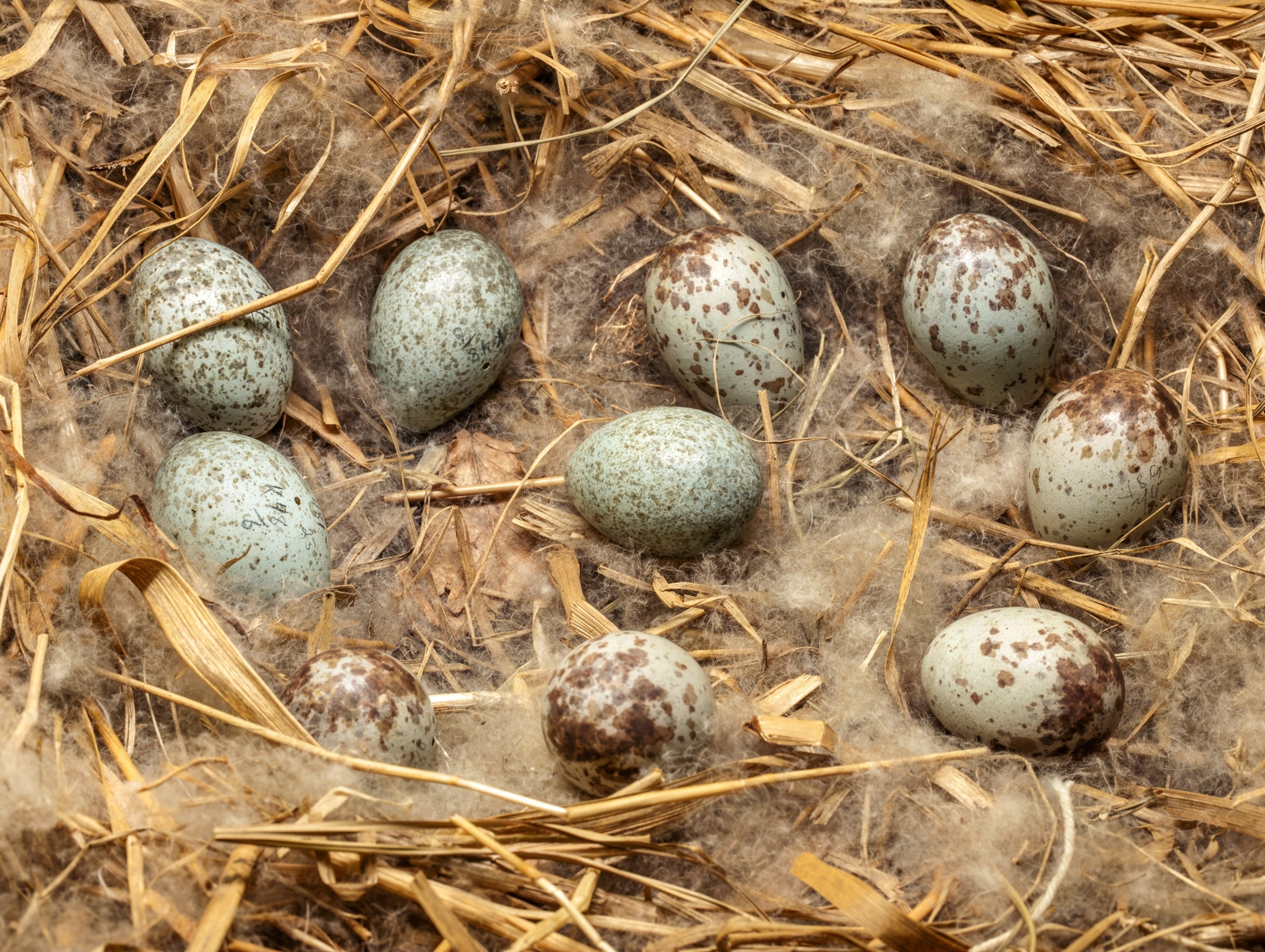 small blue eggs in a nest