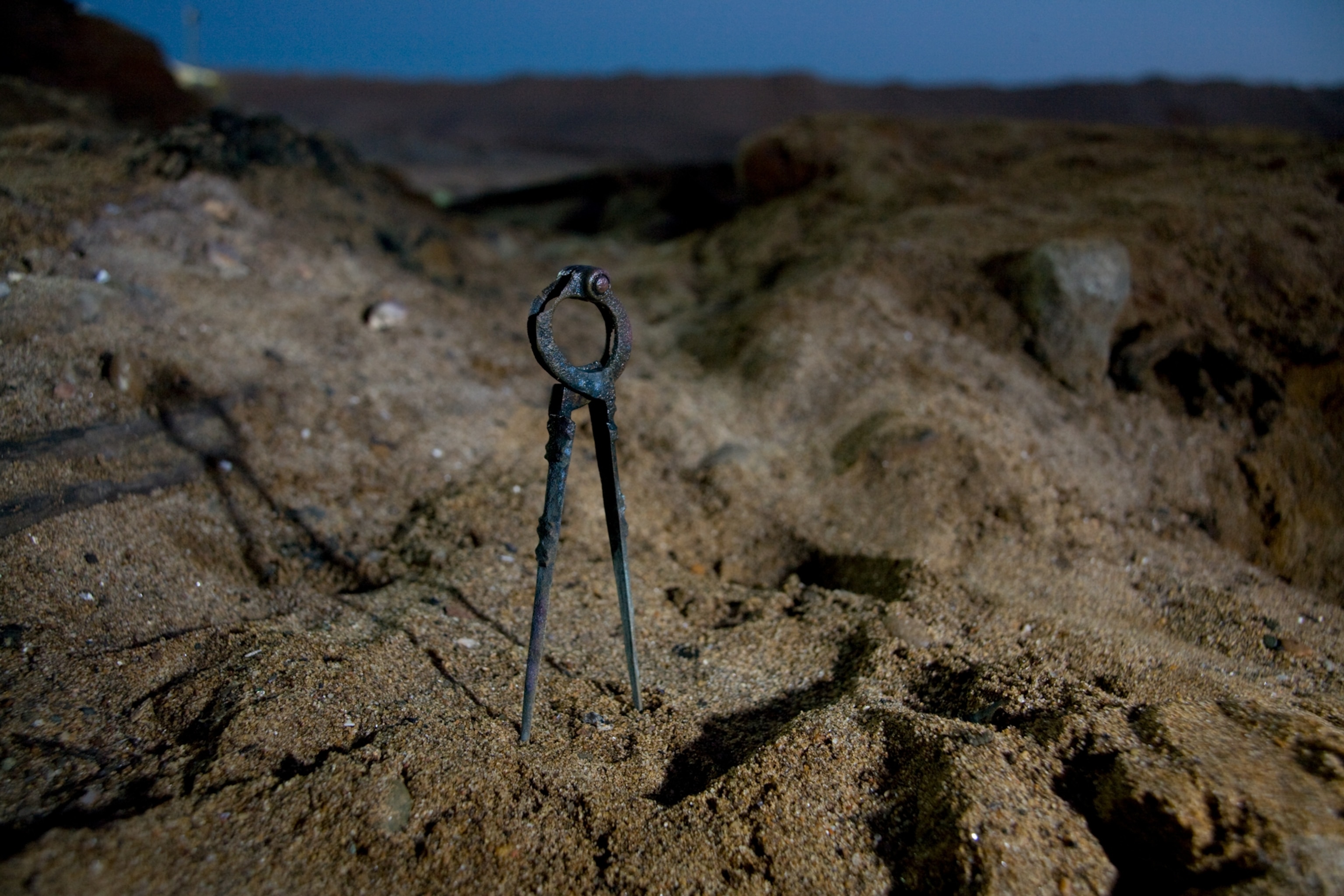 dividers found in the wreck, which helped navigators plot their vessel's progress