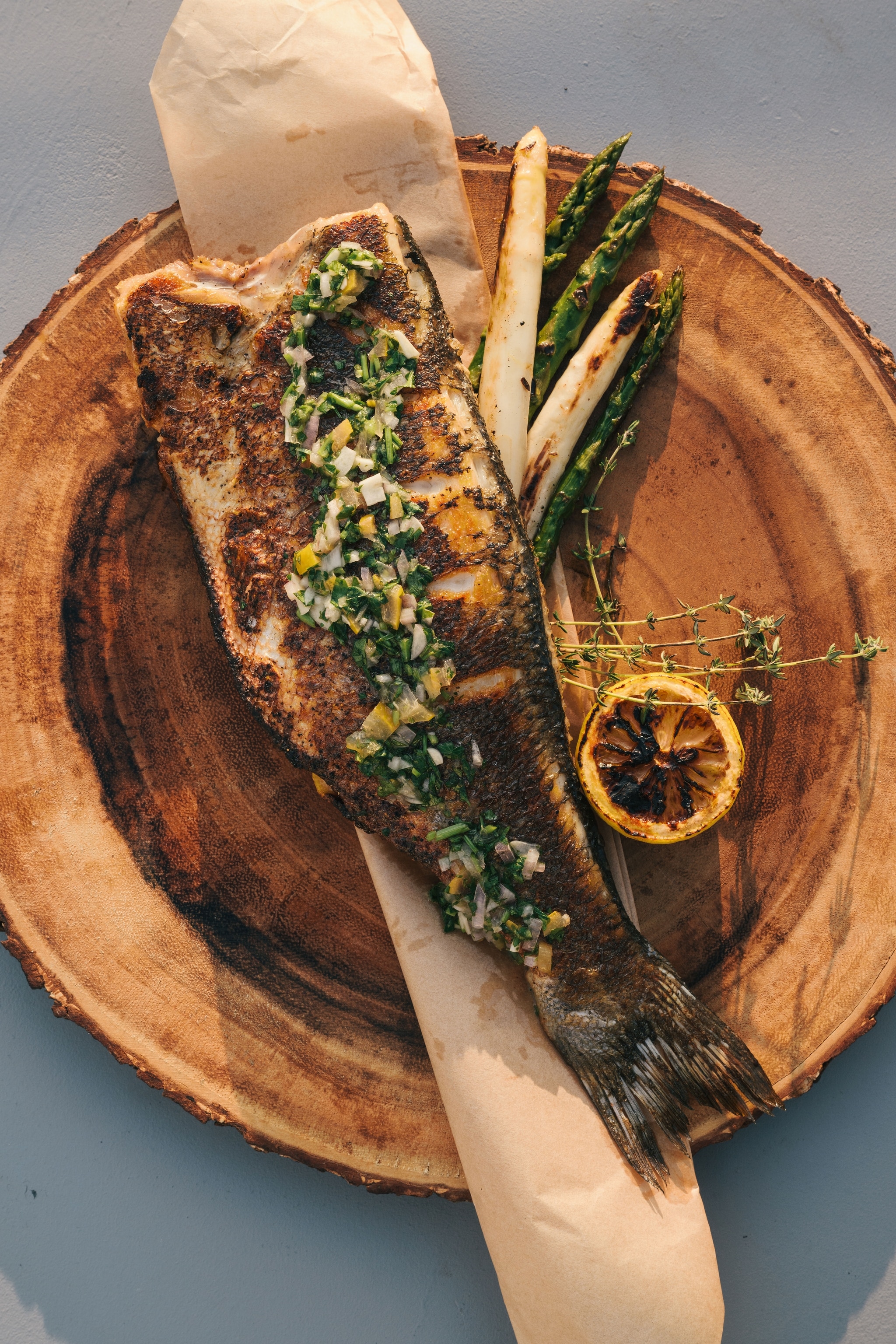 plateful of seasoned sea bass