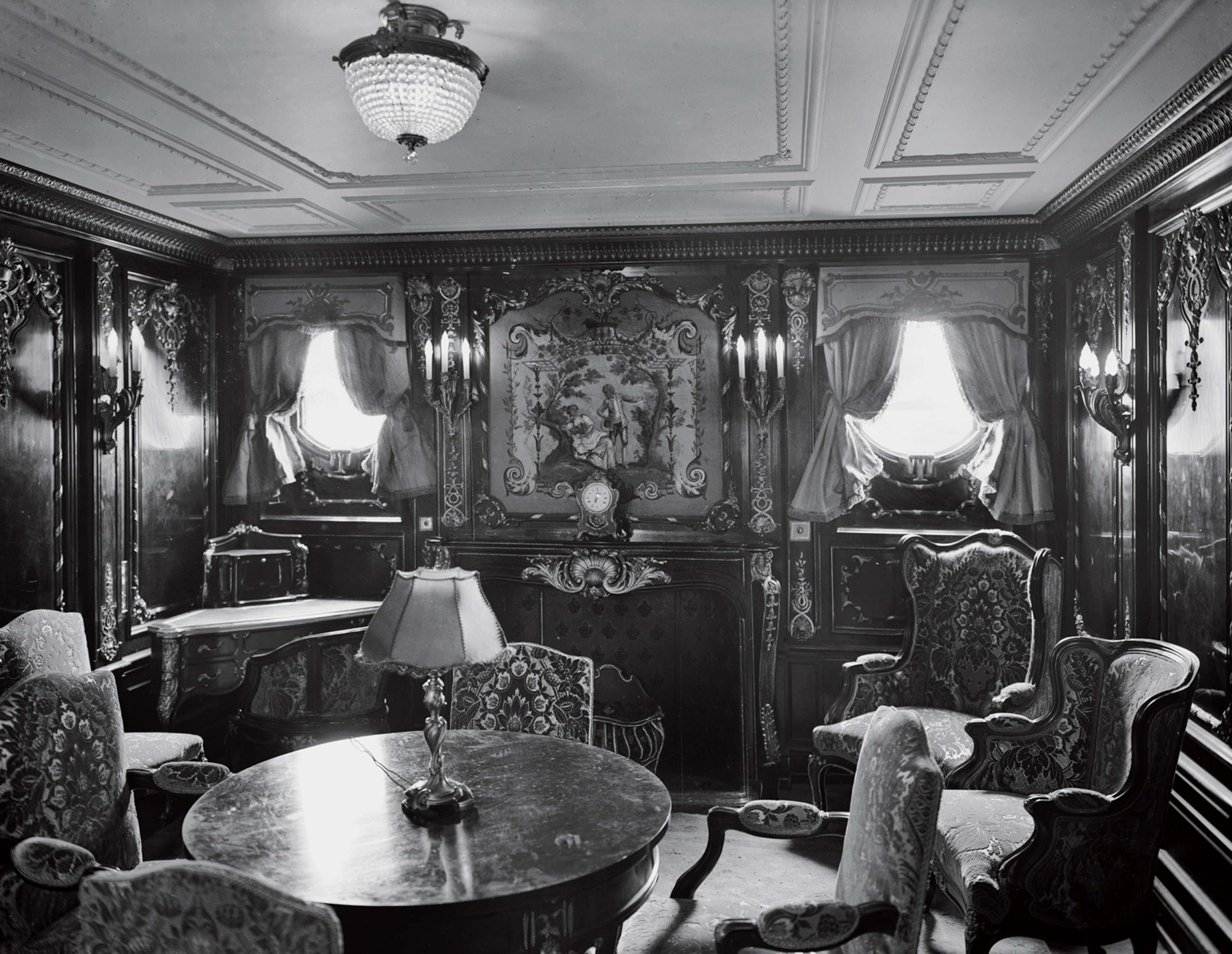 a luxury suite on board the Olympic, Titanic's sister ship