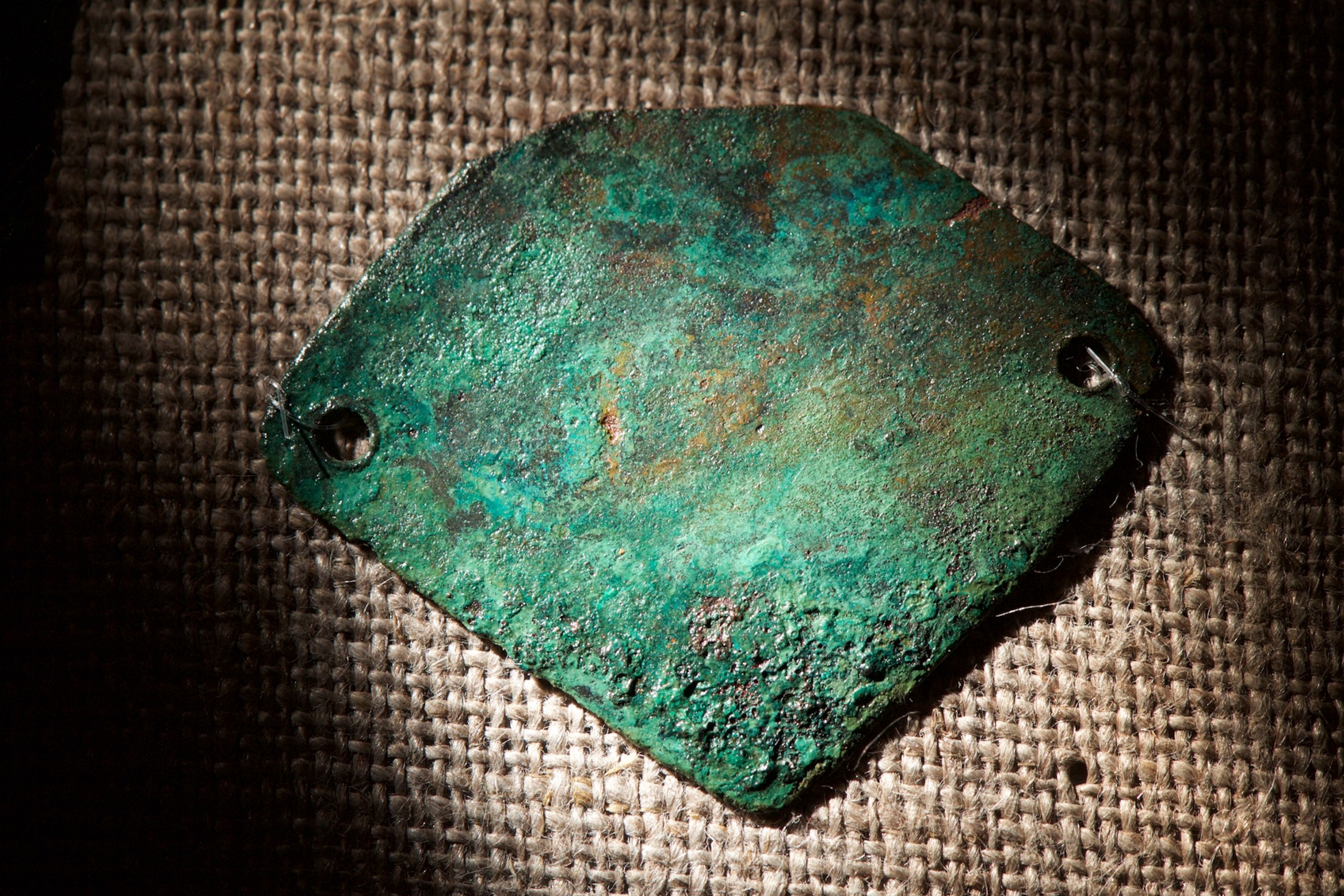 archeologists found this copper necklace during excavations near the Thomas Hariot Trail