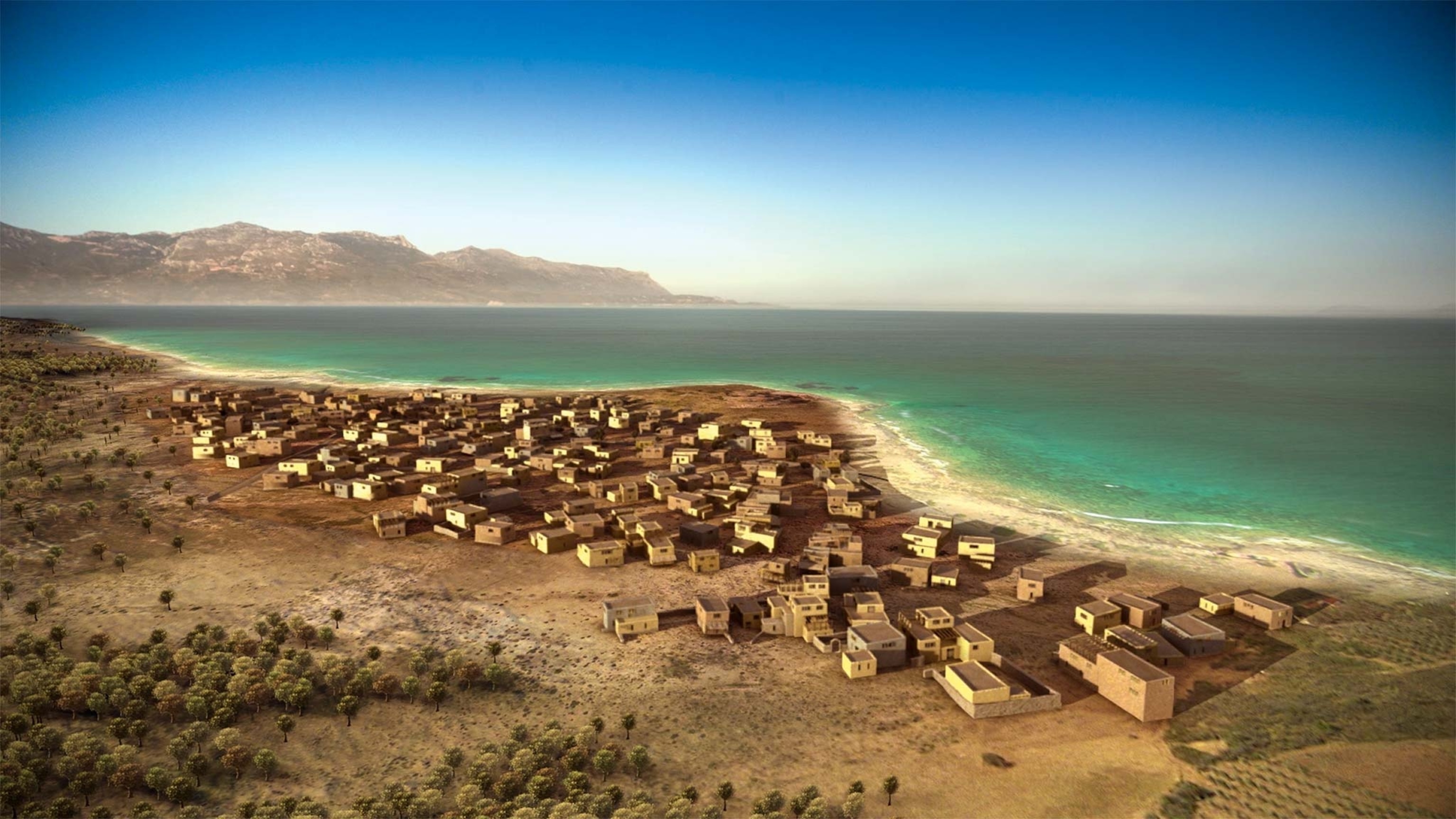 A re-creation of an ancient village on the coast