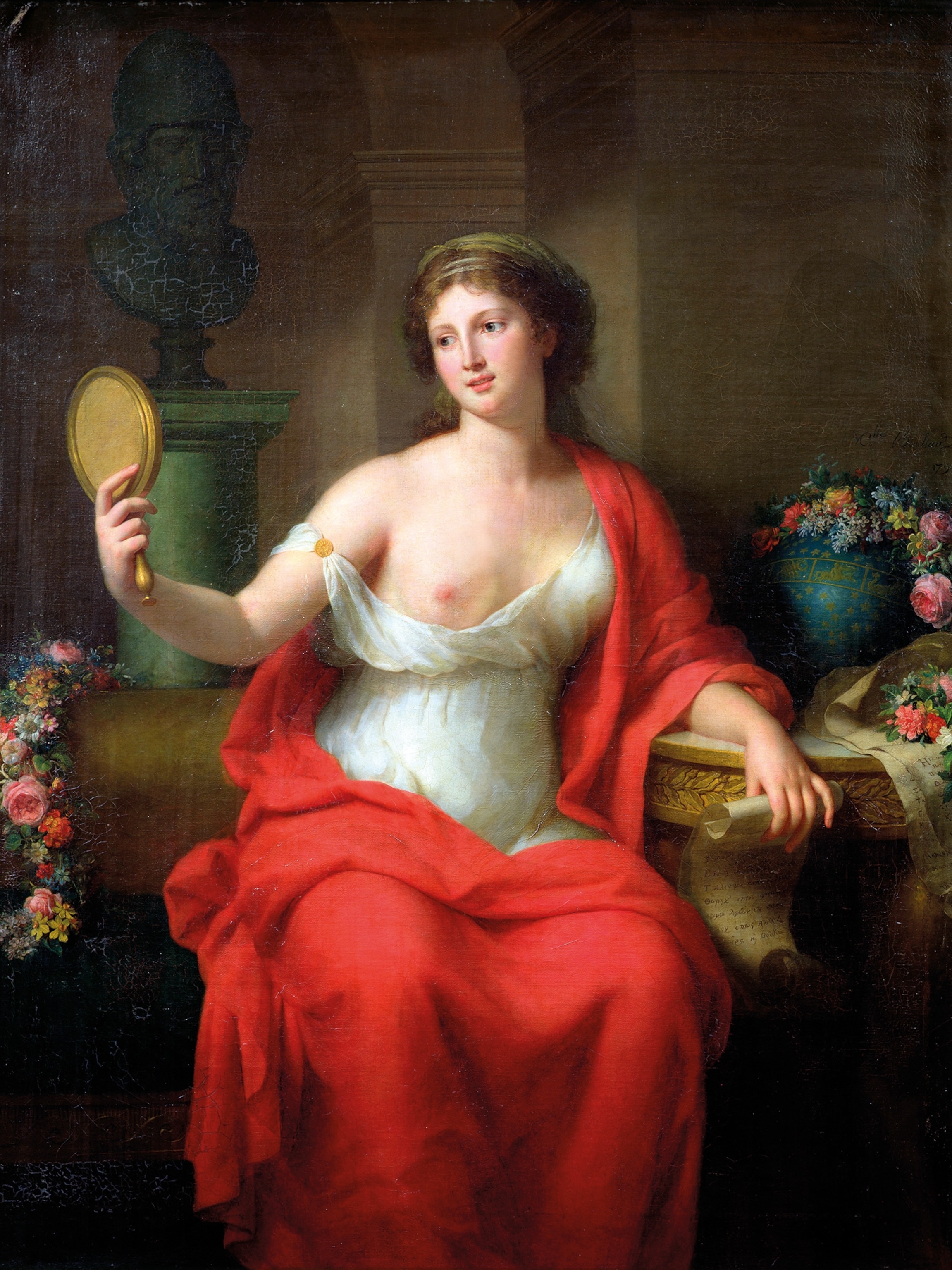 The longtime mistress of Athenian statesman Pericles is depicted in a 1794 oil painting by Marie-Geneviève Bouliard.