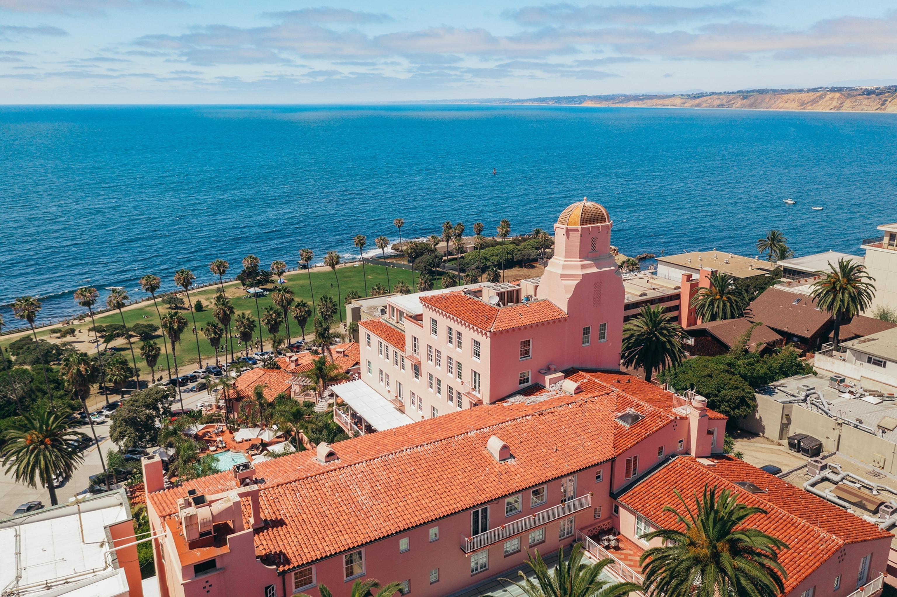 A view of La Valenica and the ocean from above.