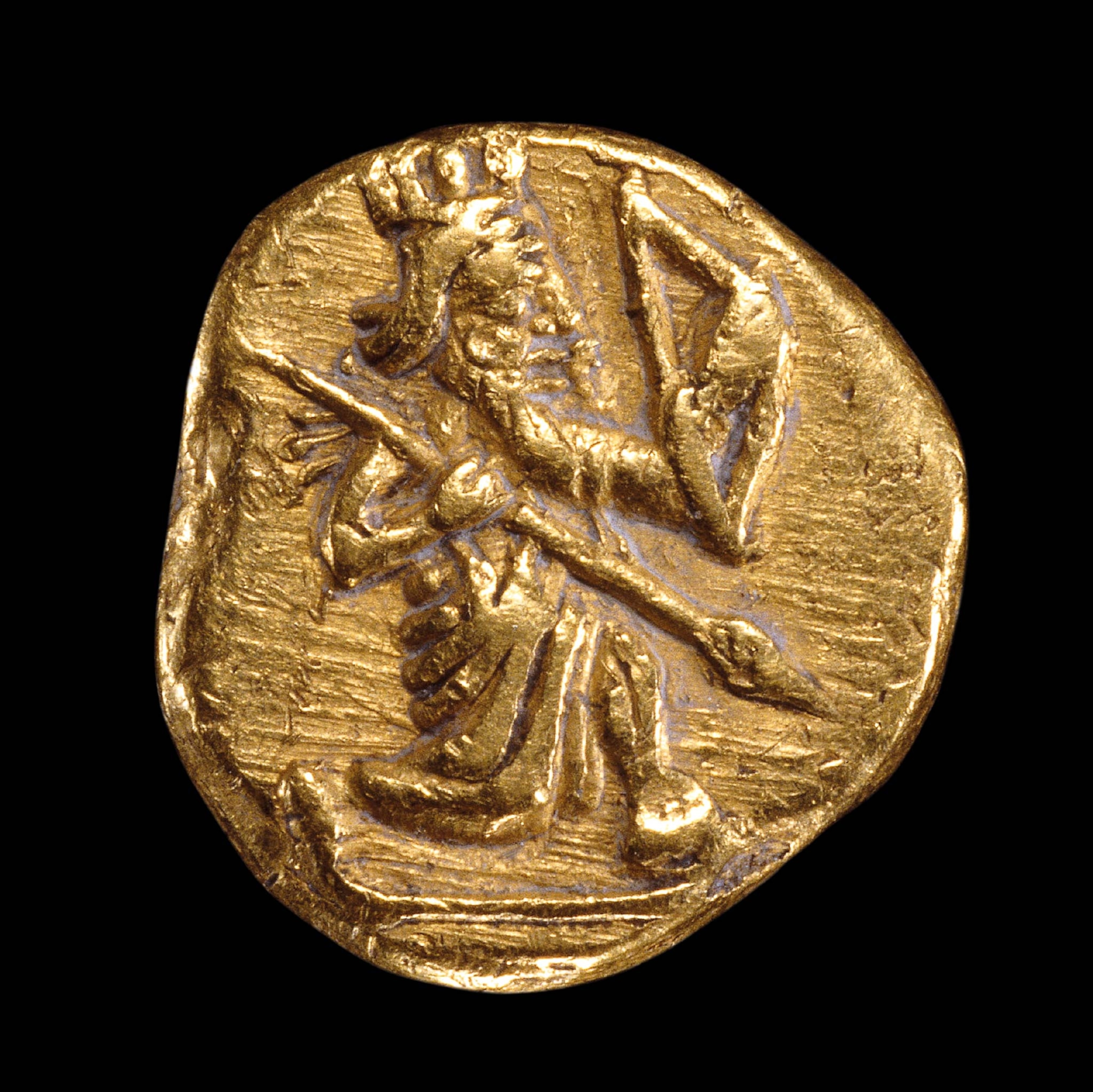 A silver siglos coin from the late sixth century B.C. depicts an armed Darius the Great.