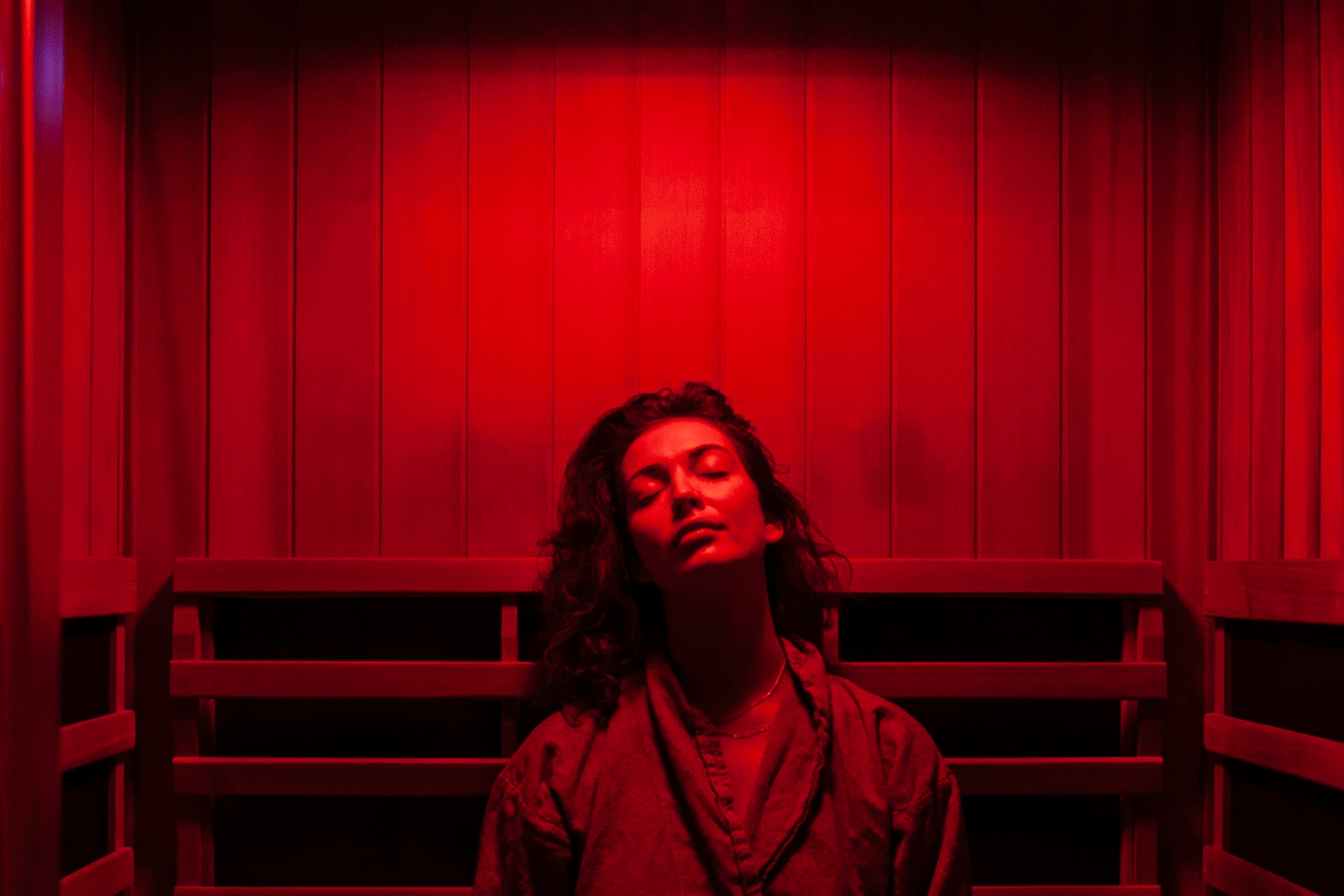 woman in inferred sauna