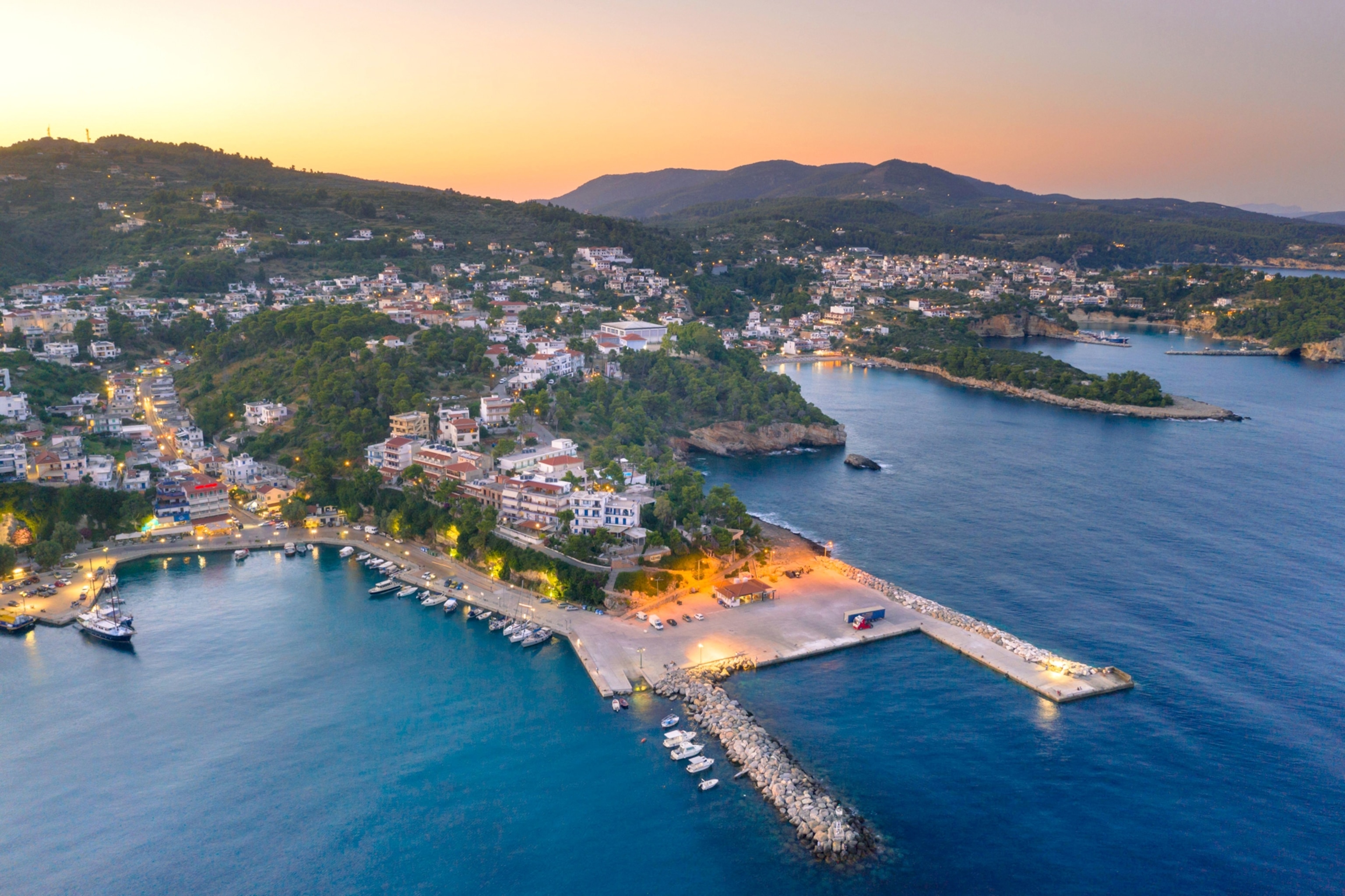 Patitiri harbor on the island of Alonissos, Greece