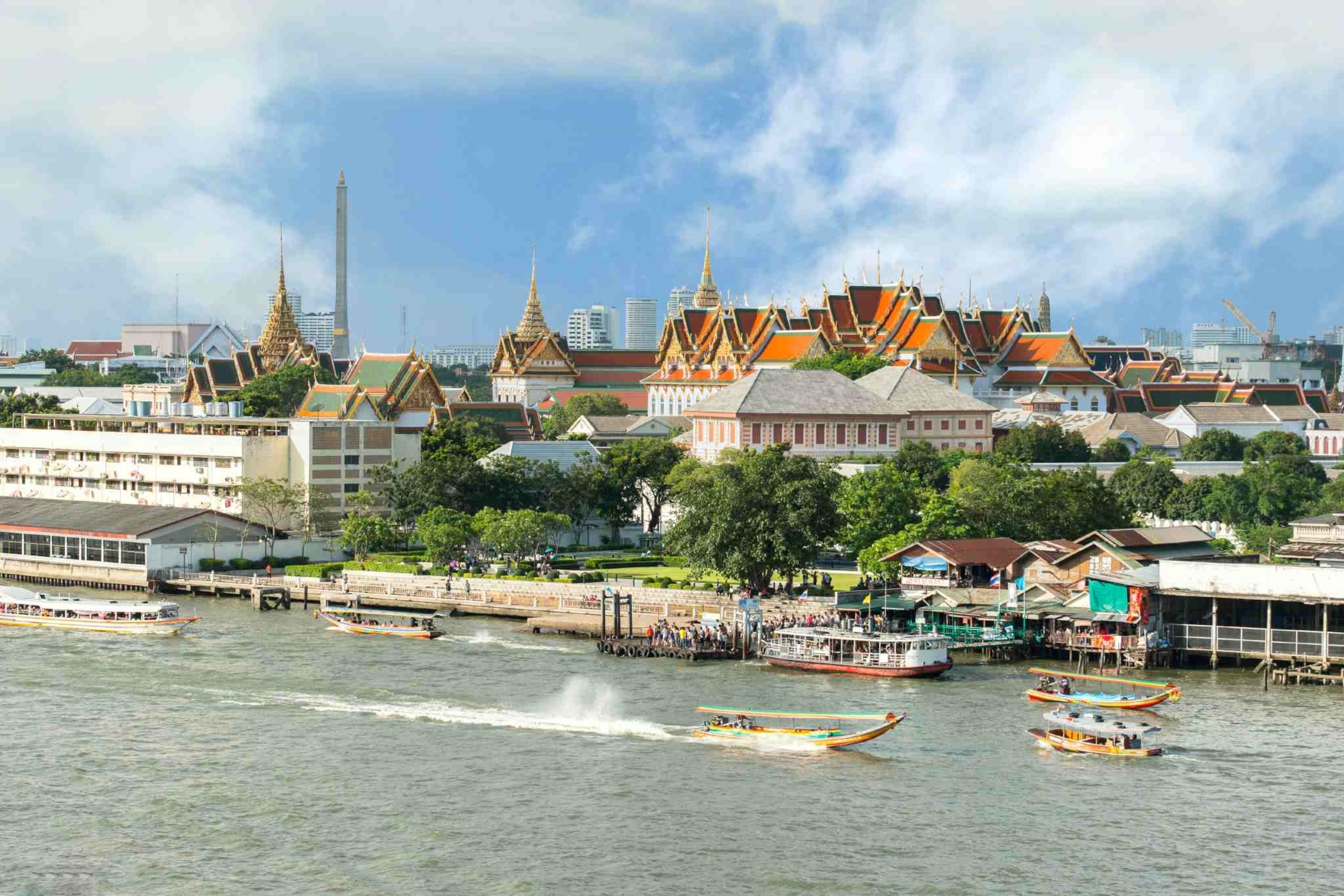 Landscape of Thai's king palace in Bangkok Thailand seen on the river