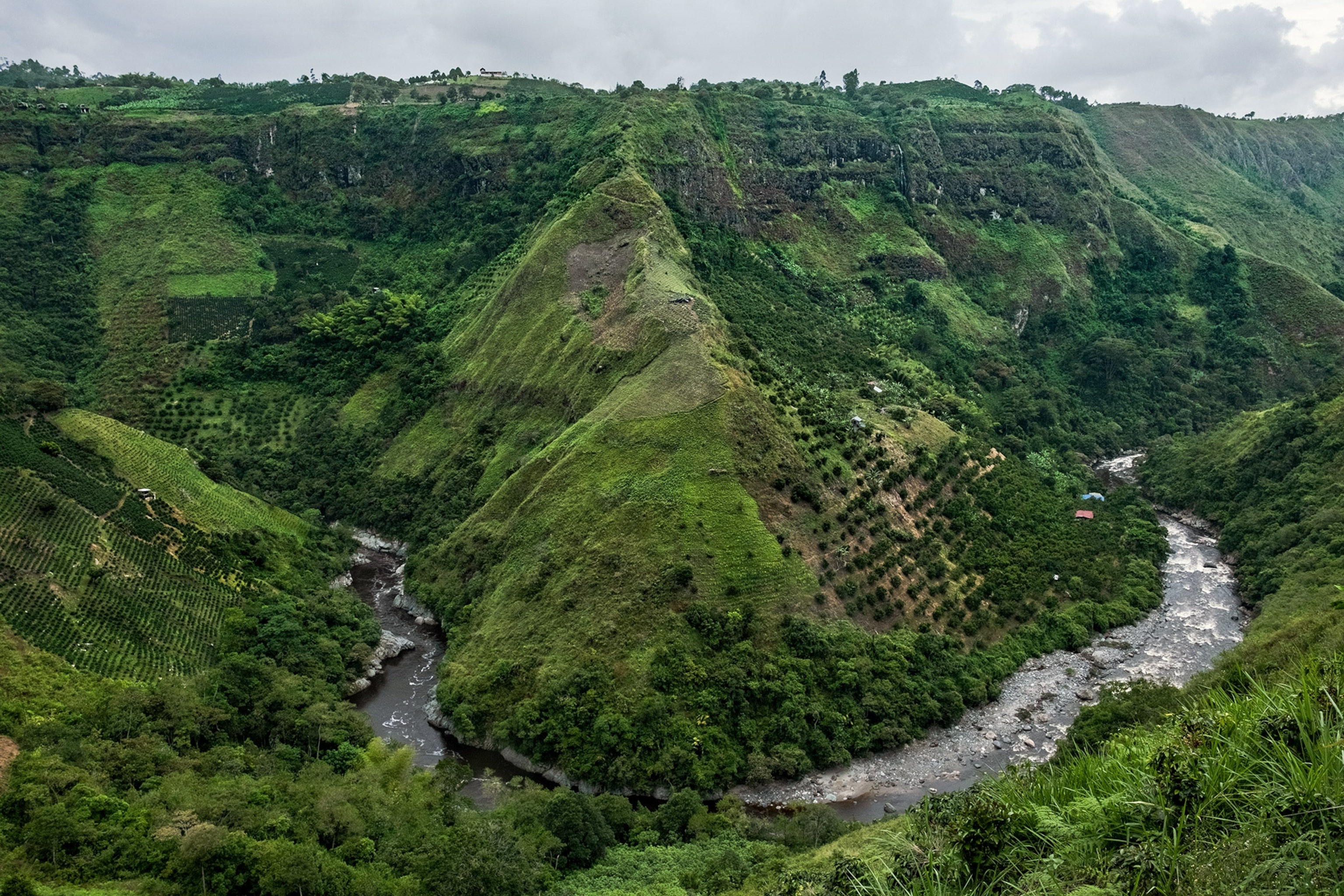 A view down onto the Magdalena River
