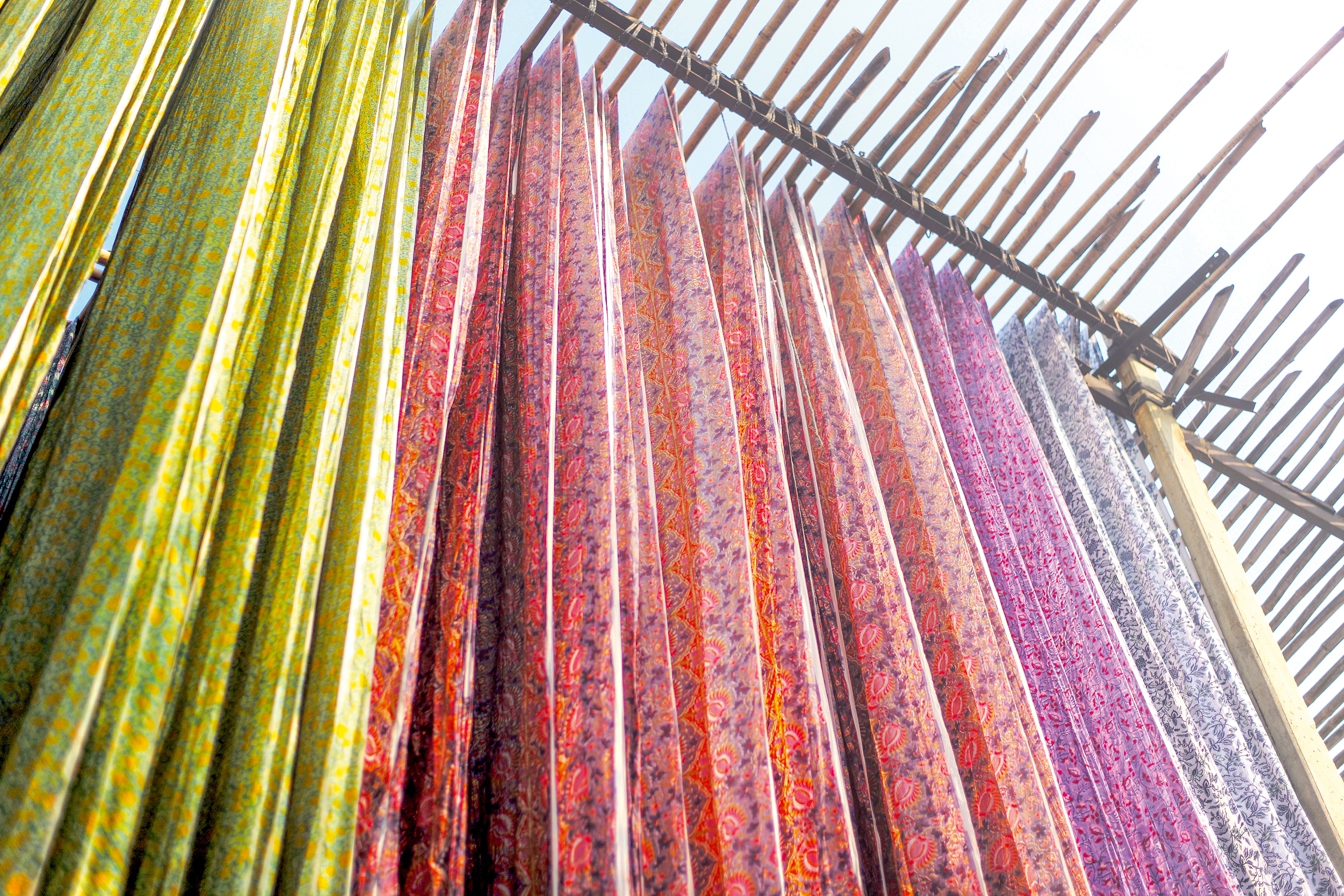 rails of multicolored fabric