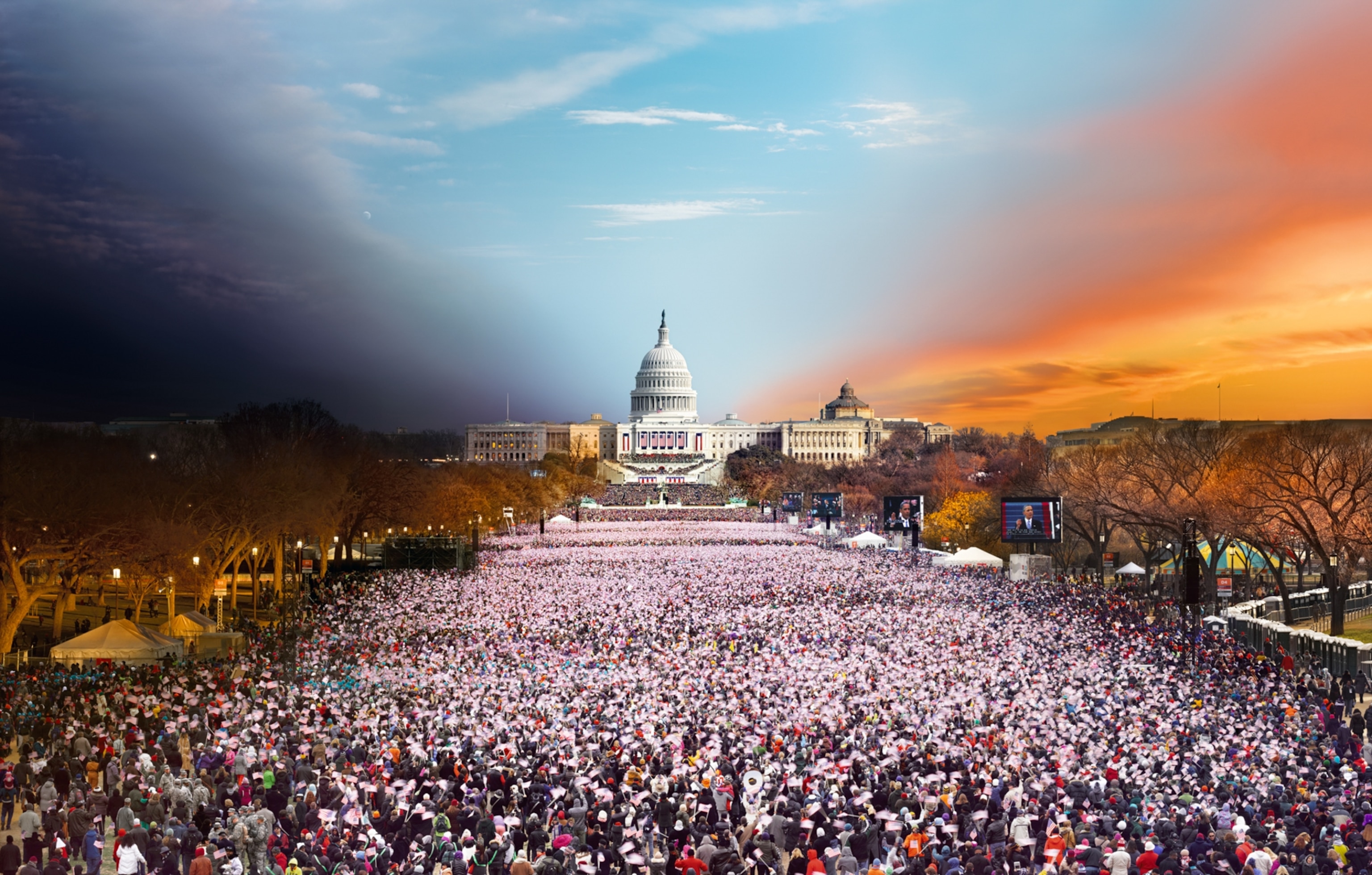 a scene from the National Mall during the Obama inauguration, in 2013