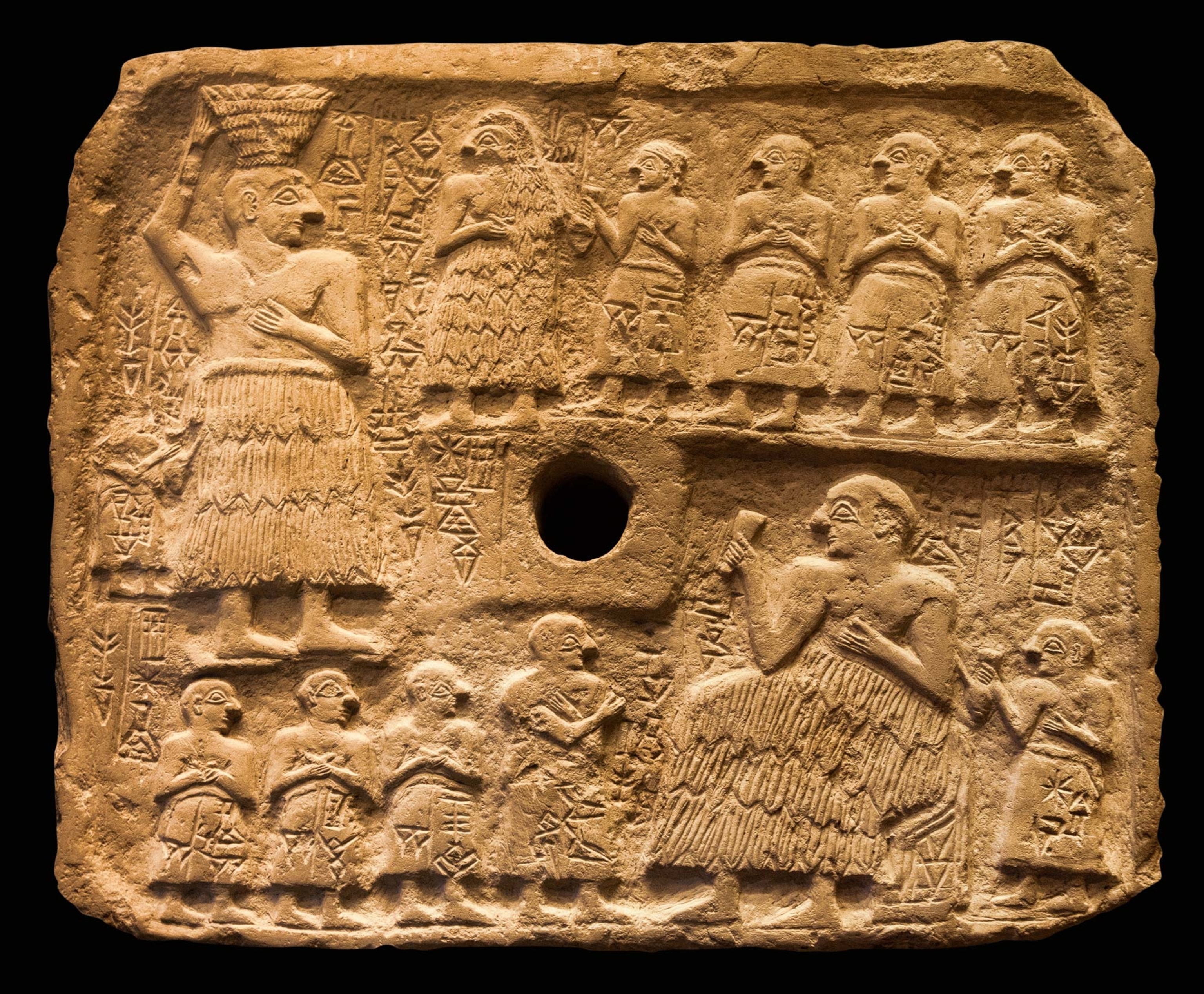 A relief shows Ur-Nanshe, king of Lagash, from circa 2500 B.C.
