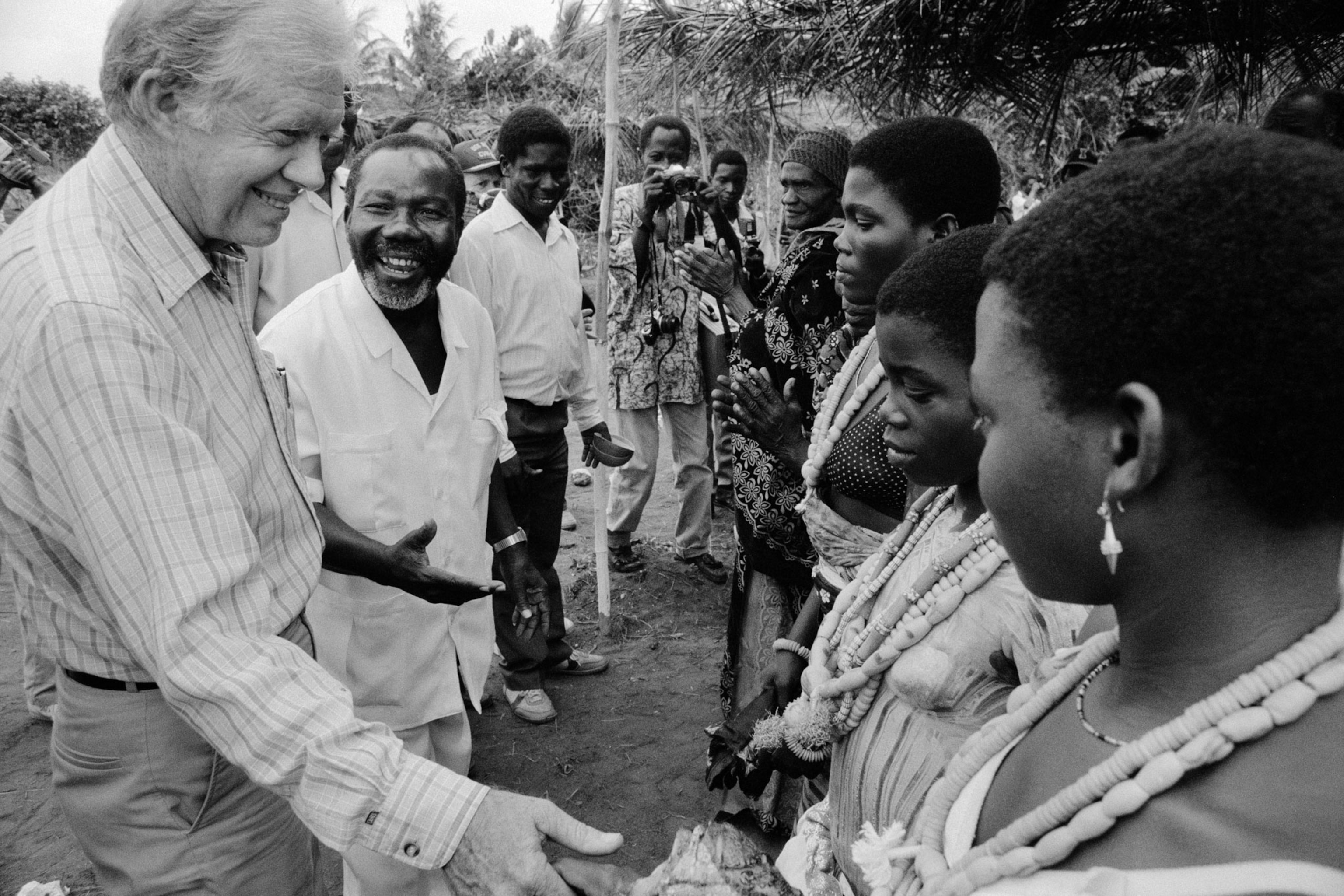 former U.S. President Carter meets African dancers