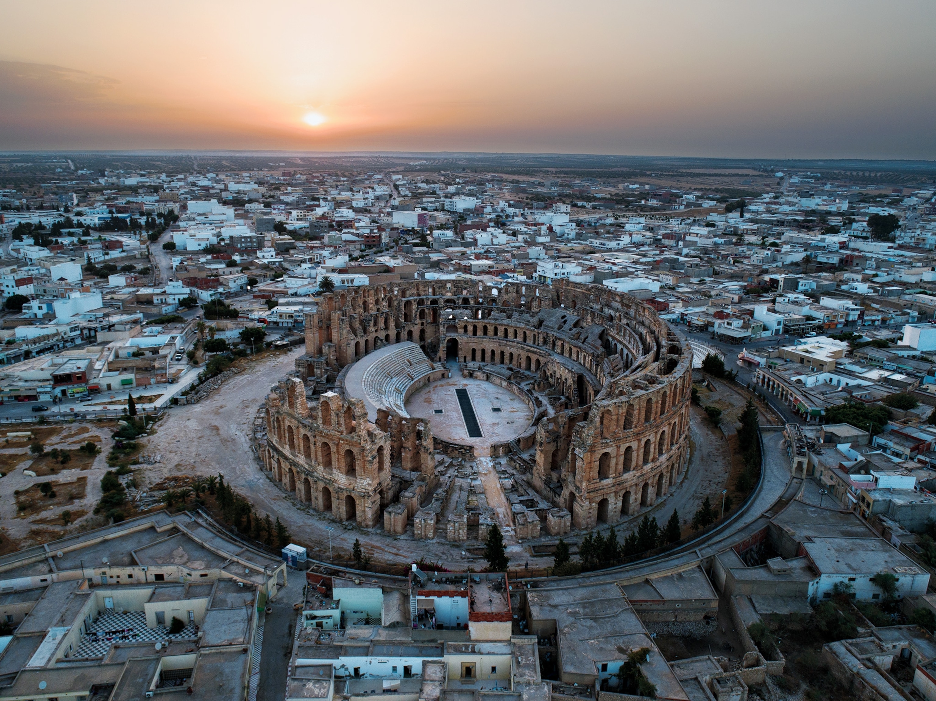 Built around A.D. 240, the amphitheater of ancient Thysdrus—located in modern-day El Djem, Tunisia—once accommodated 35,000 fans.