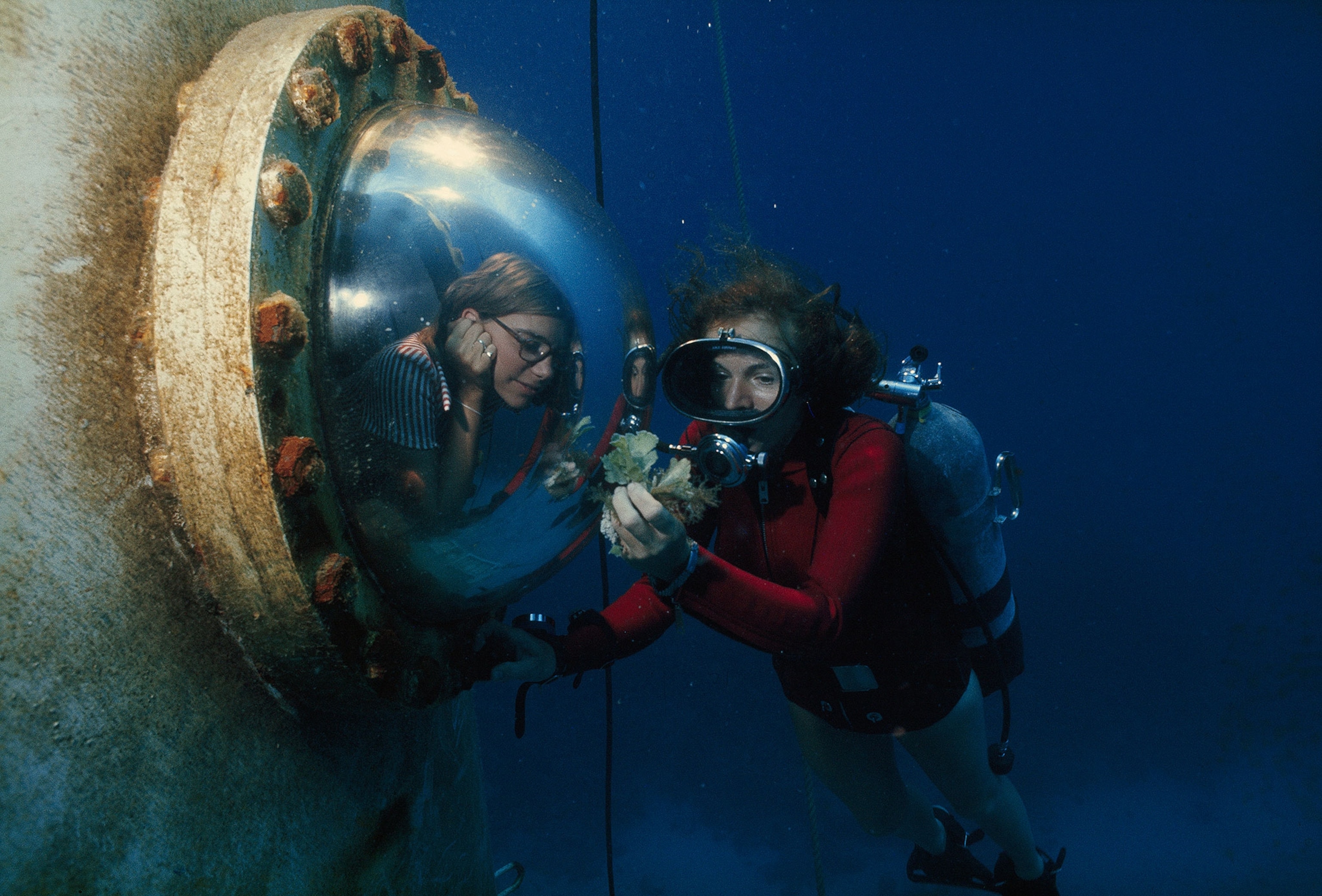 Dr. Sylvia Earle scuba diving underwater