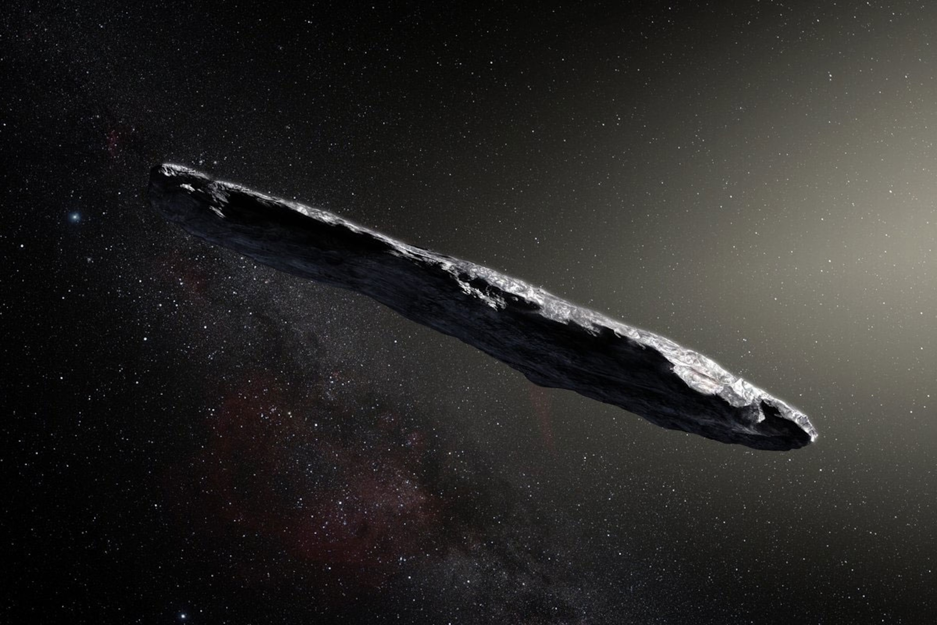 an illustration of the first interstellar asteroid: `Oumuamua