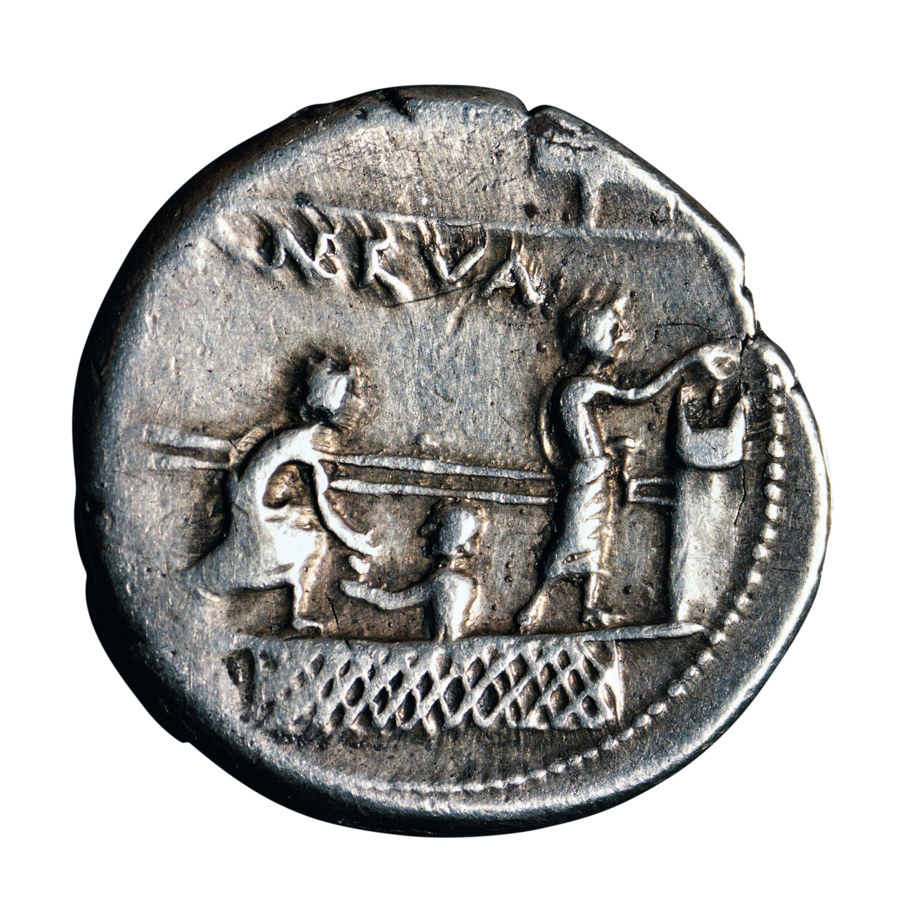 Roman citizens vote on a denarius