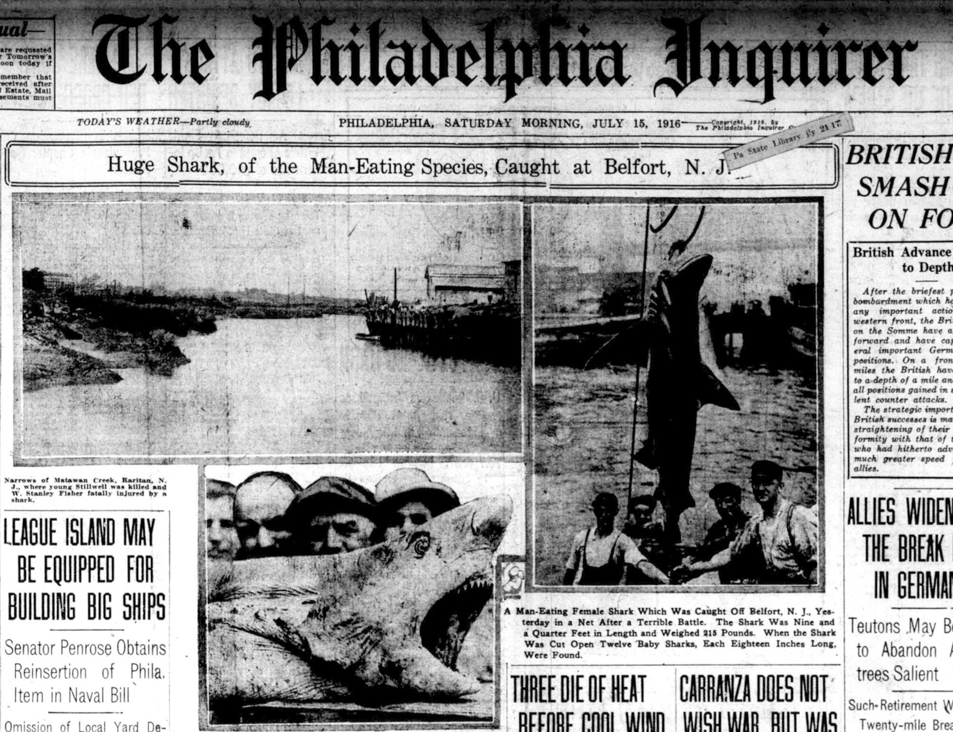 a Philadelphia Inquirer newspaper from 1916