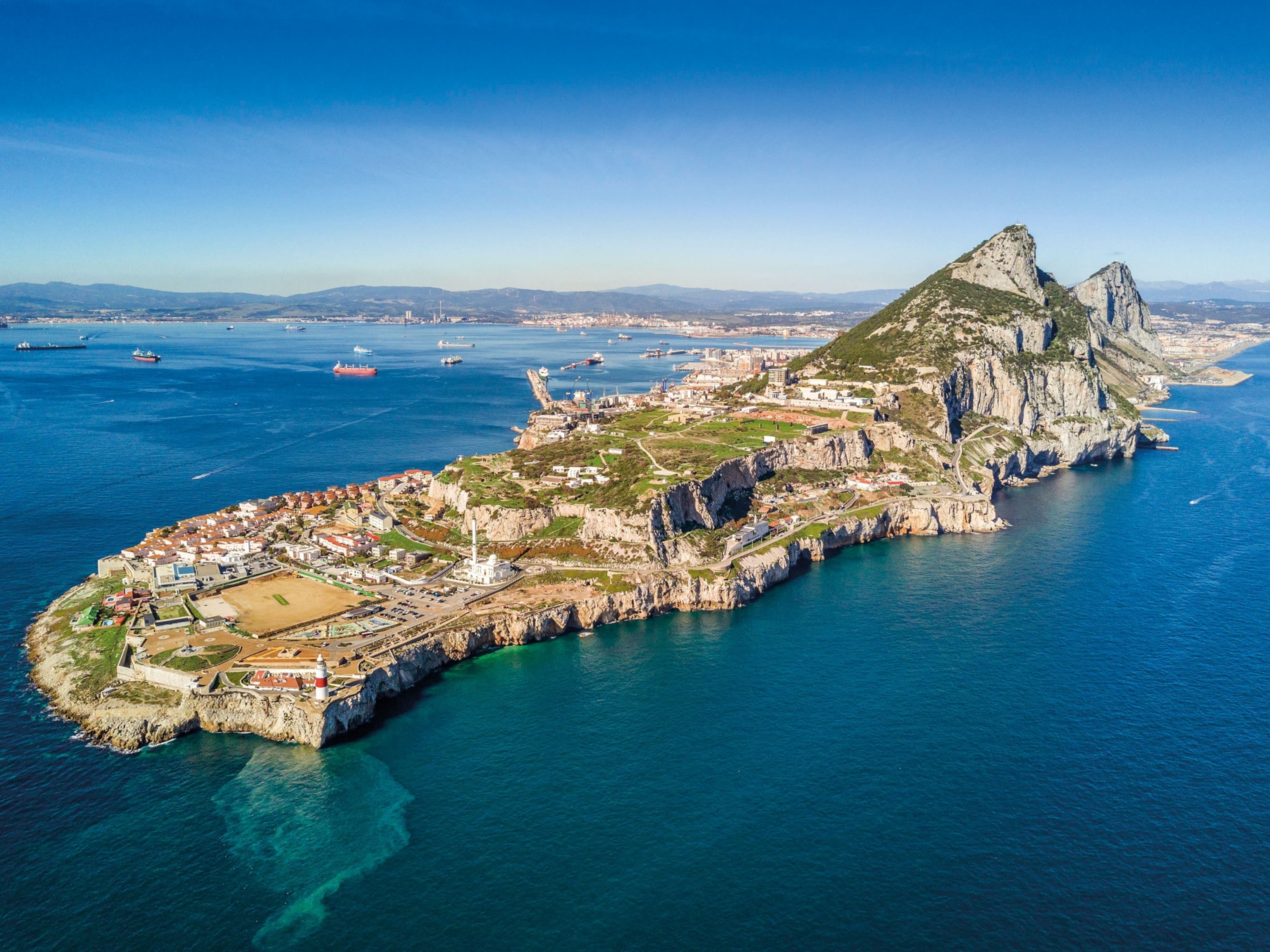 a peninsula photographed from the air