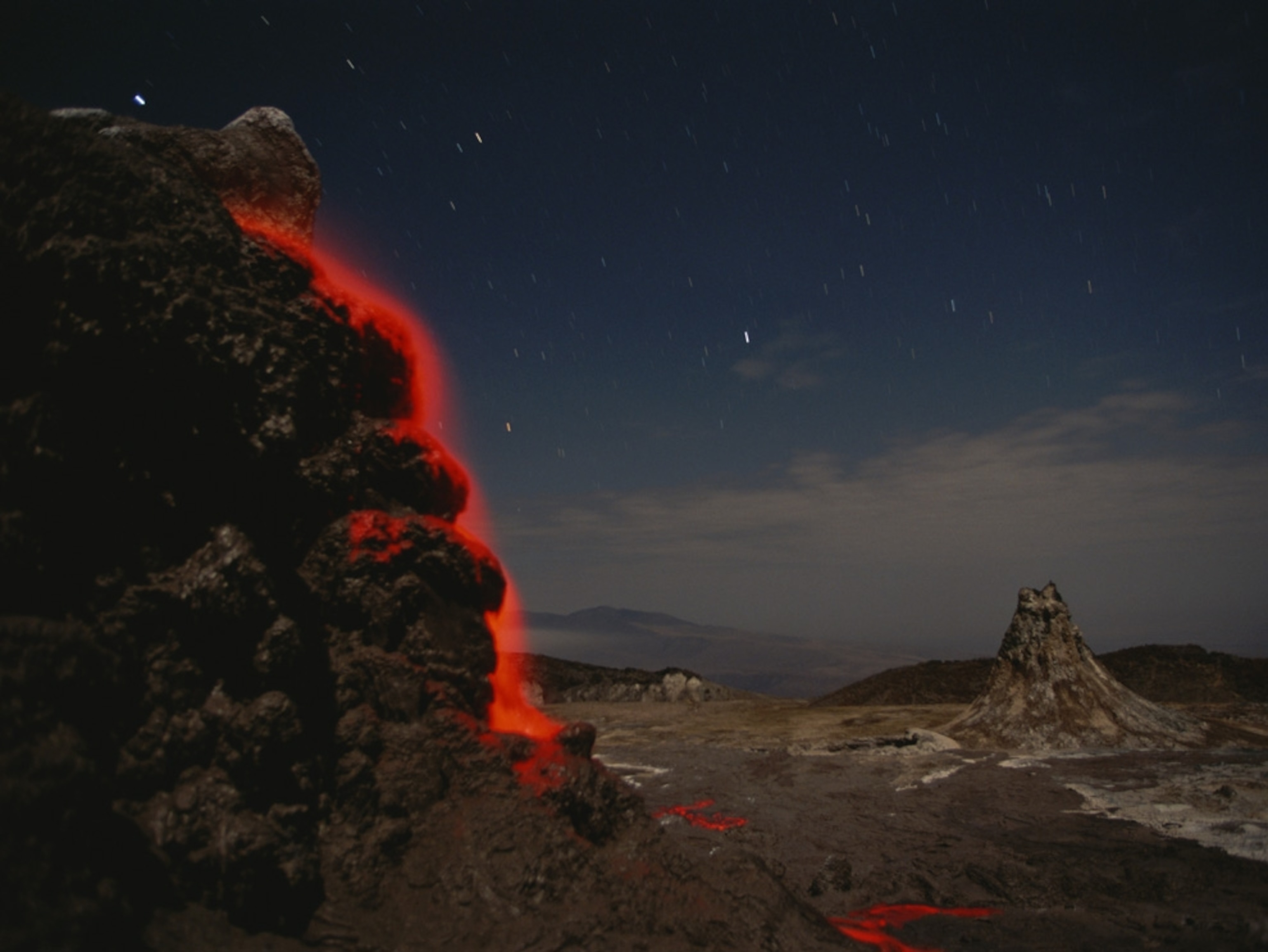 Volcanic eruption at twilight