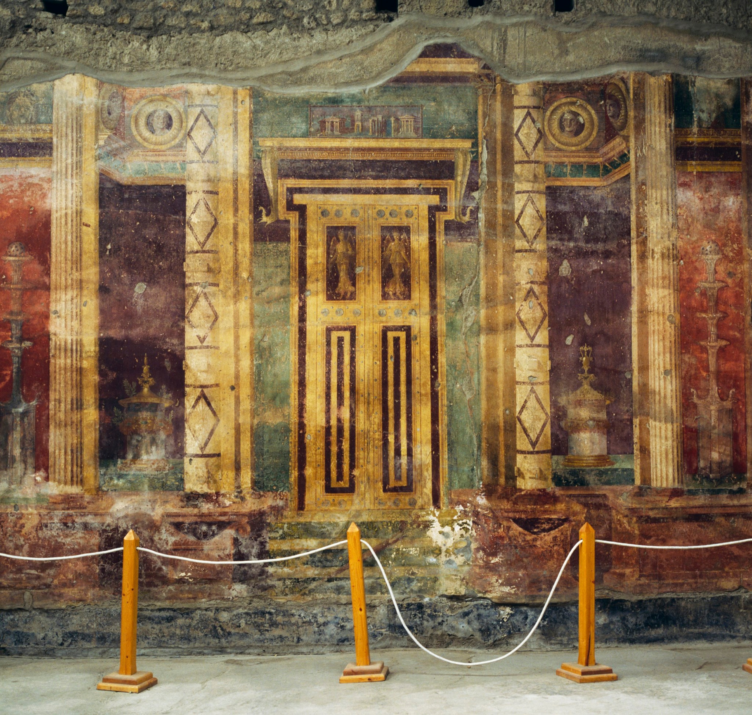 Wall mural with false door