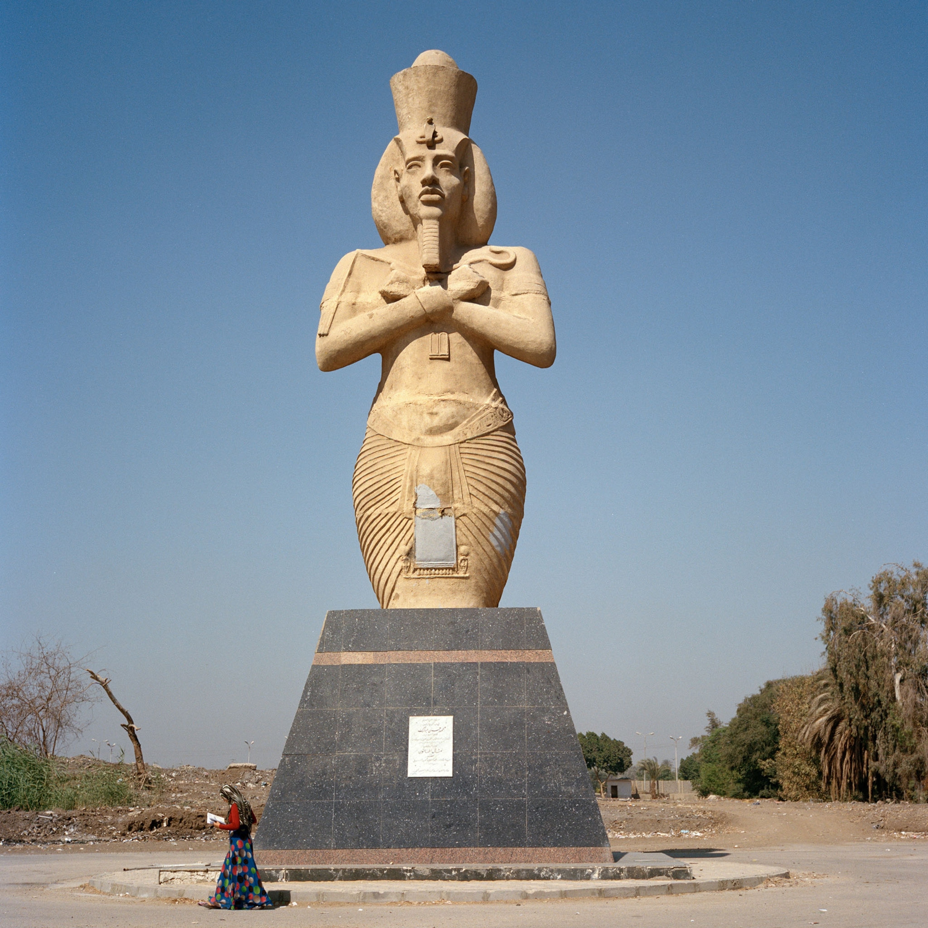 sculpture of ancient king Akhenaten at Minia University.