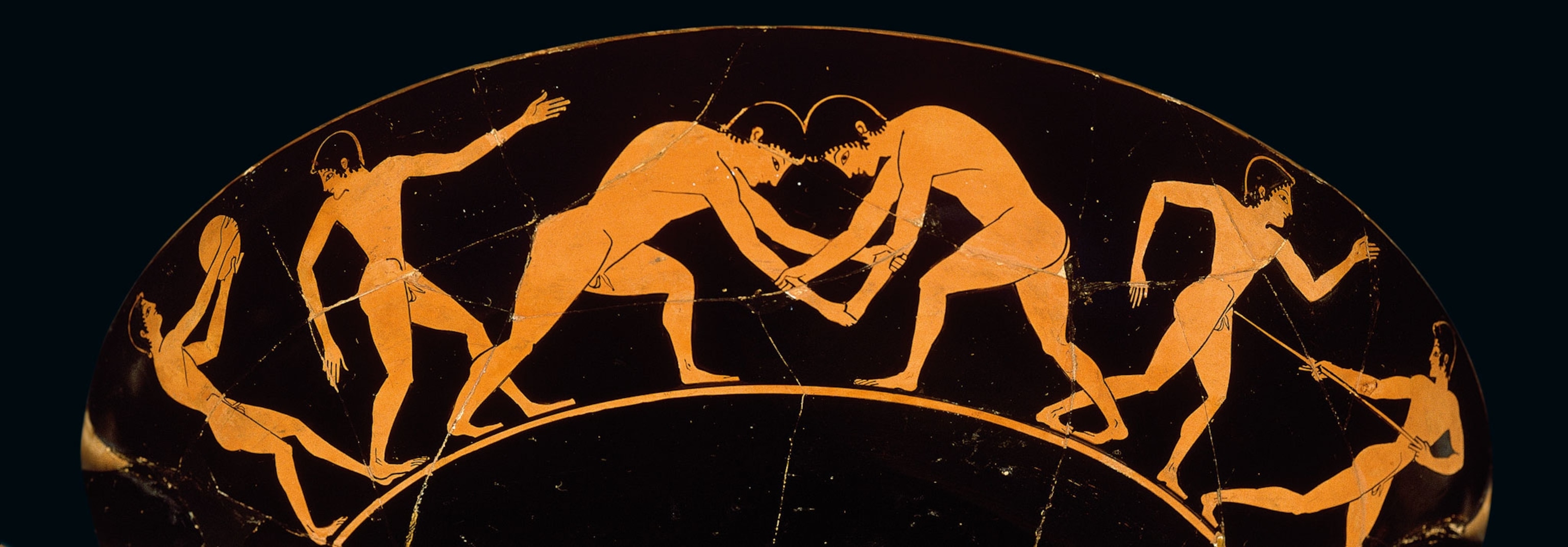 a kylix detailing some physical exercises and athletic activities practiced by students