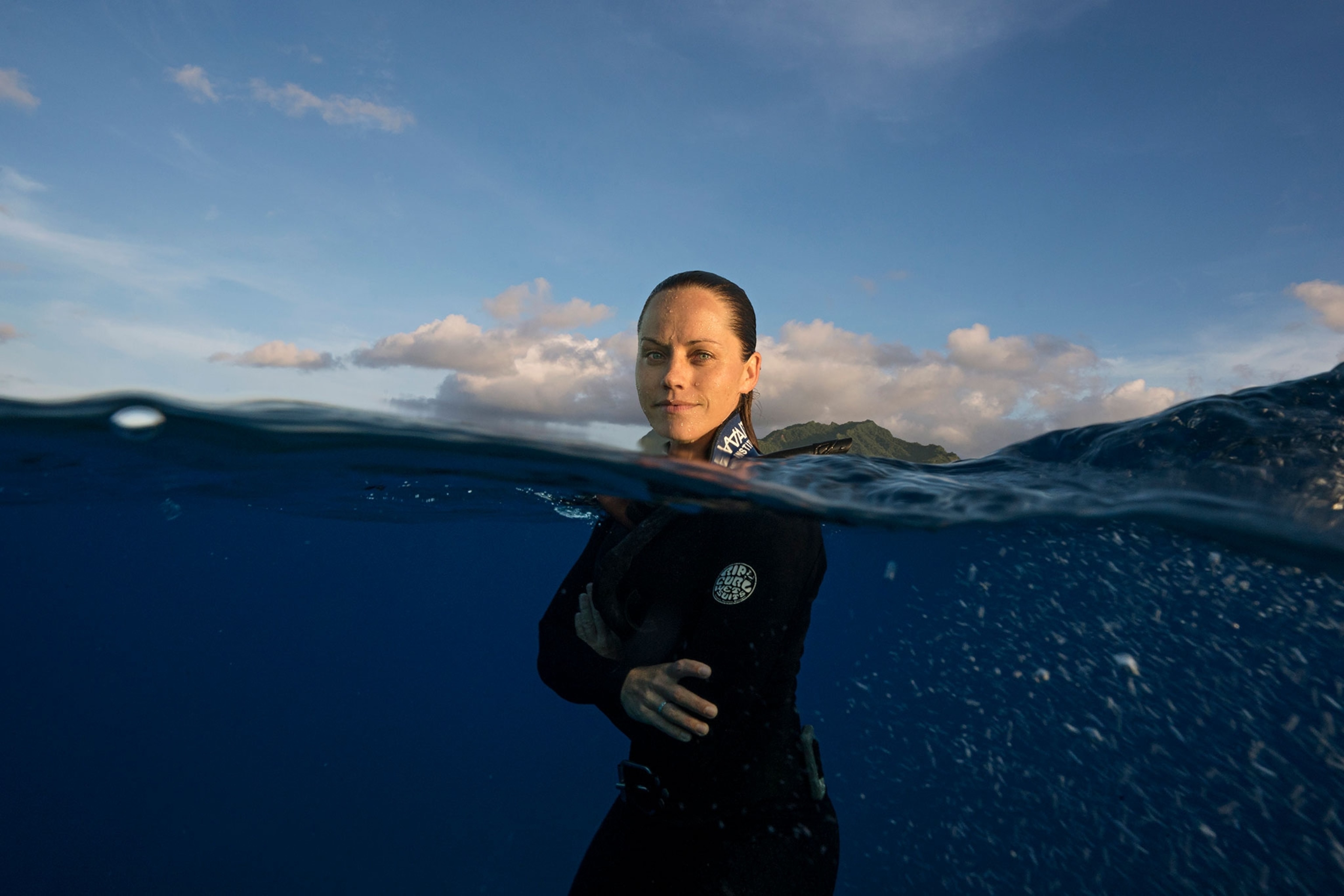 marine biologist Jess Cramp in the water