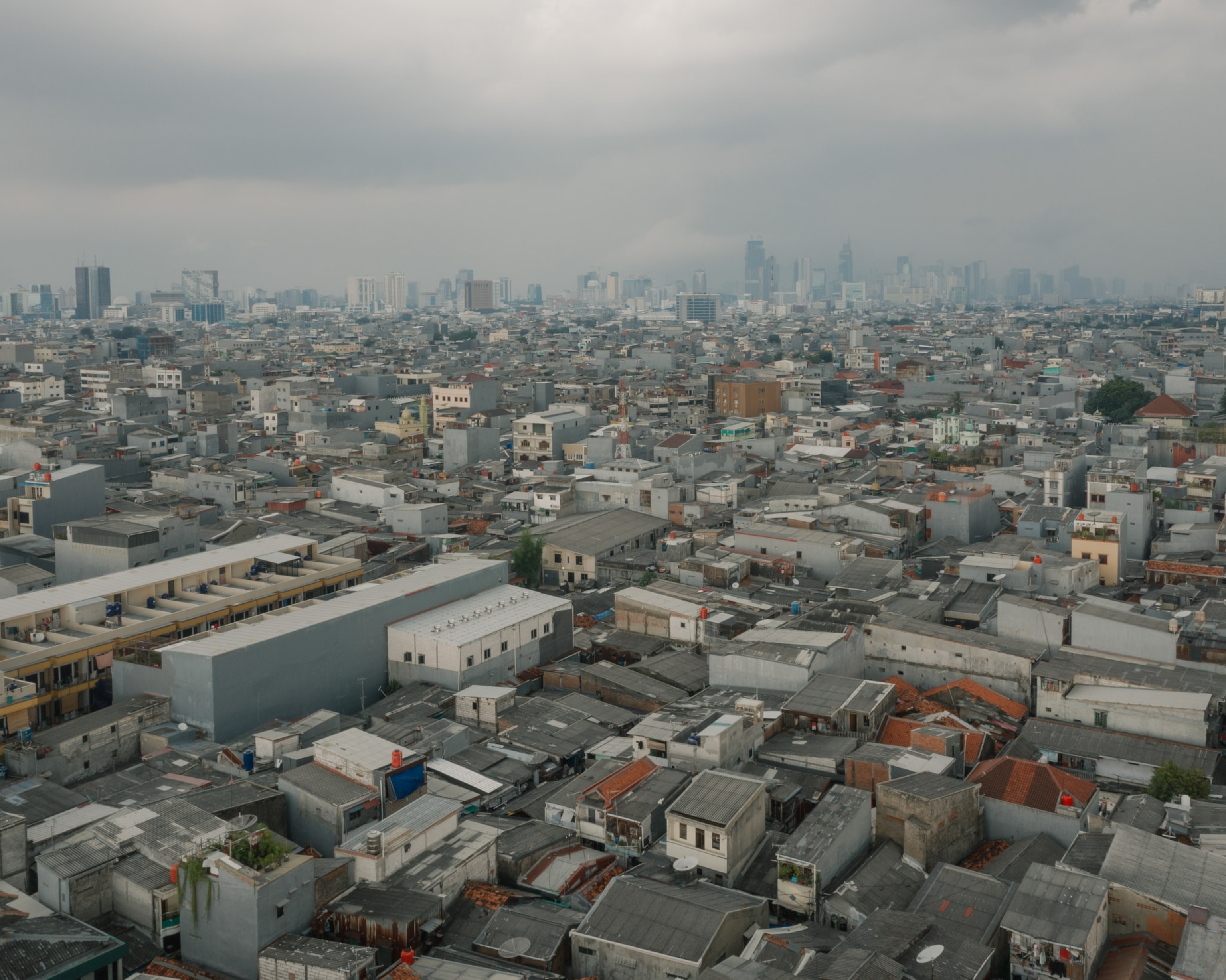 an urban landscape under a grey sky