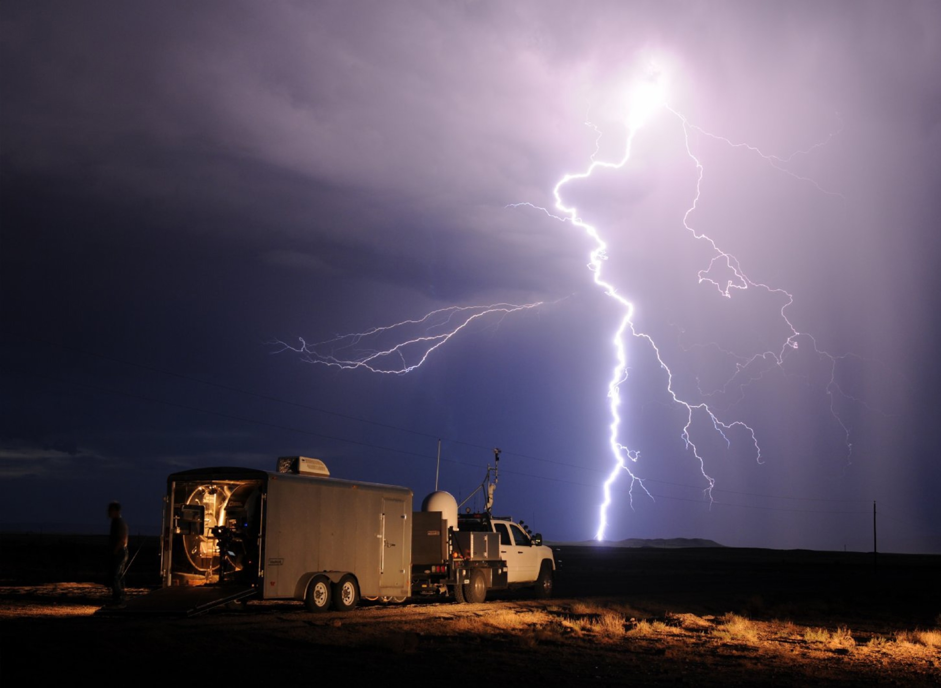 a cloud-to-ground lightning strike near Los Lunas, New Mexico