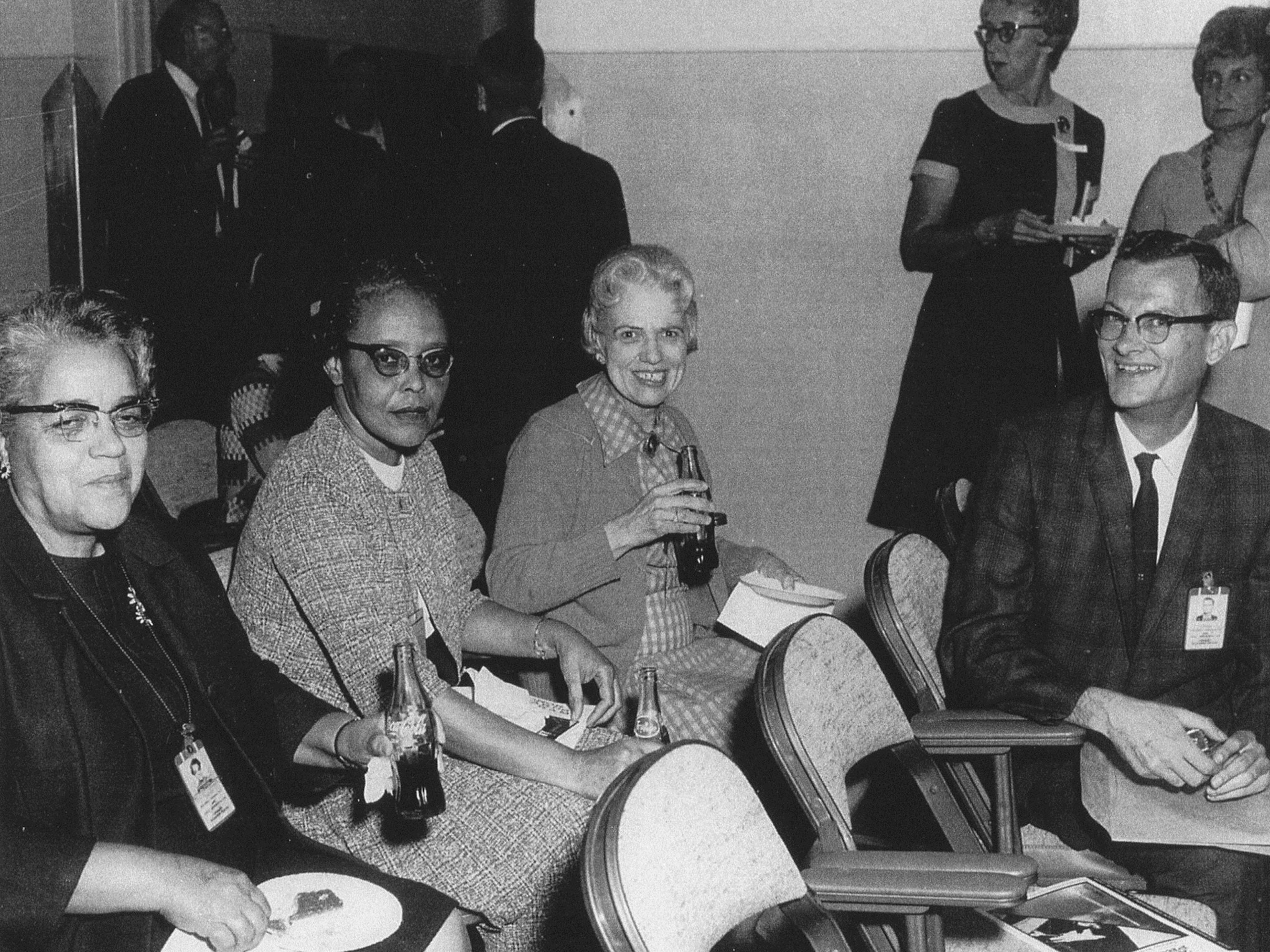 women sitting at a retirement party