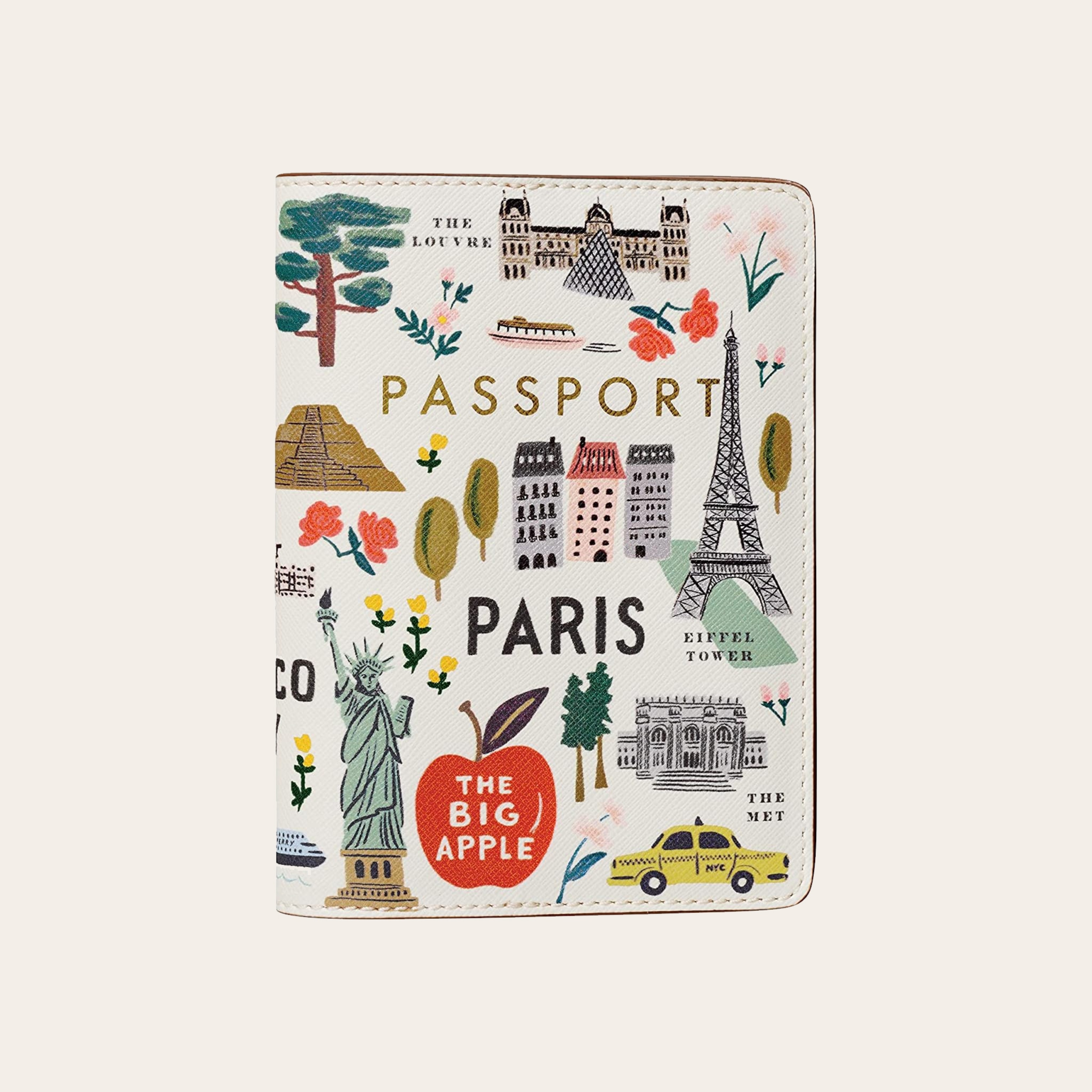 Passport Holder with major cities locations on the cover.