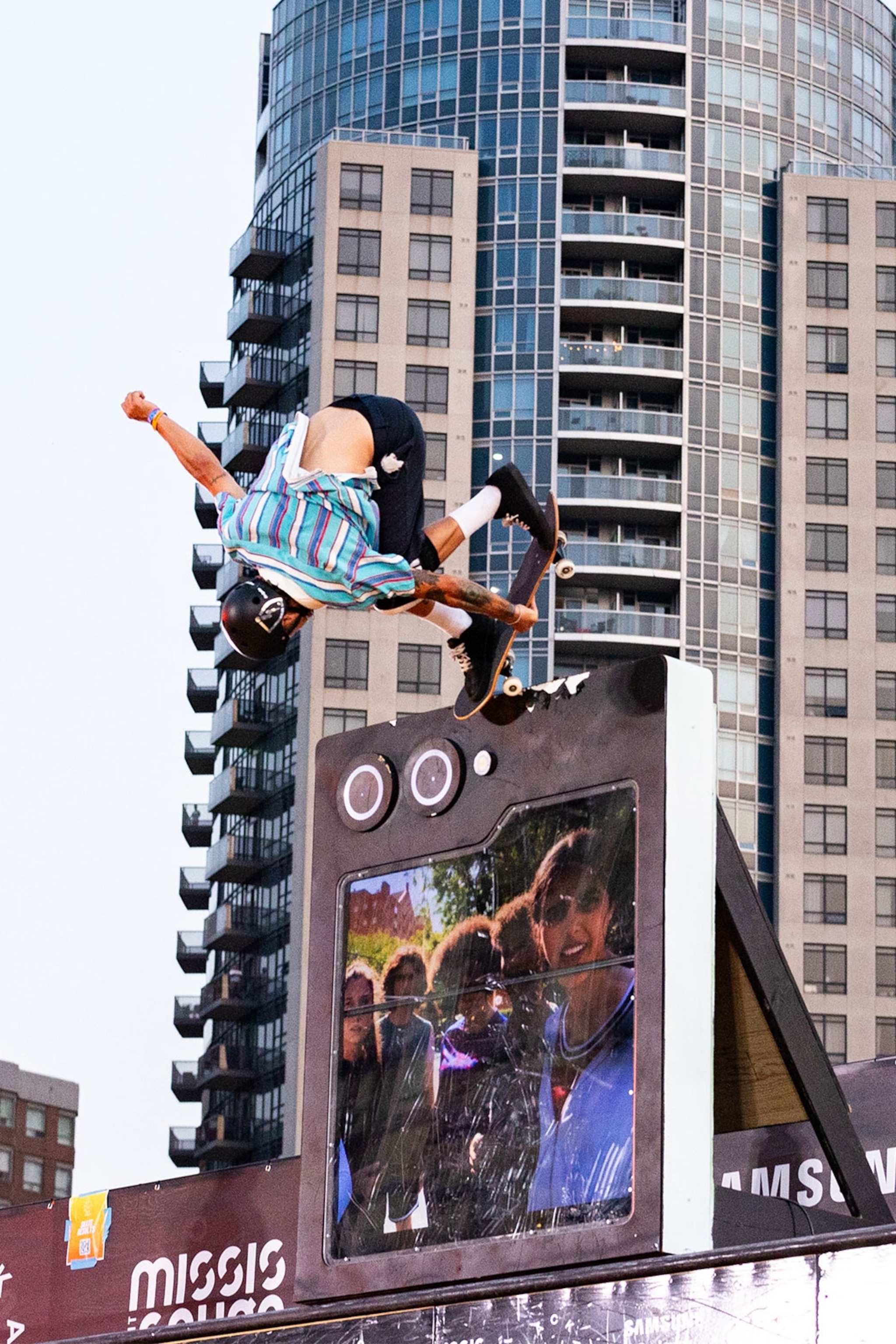 Skateboarder doing a jump on a ramp