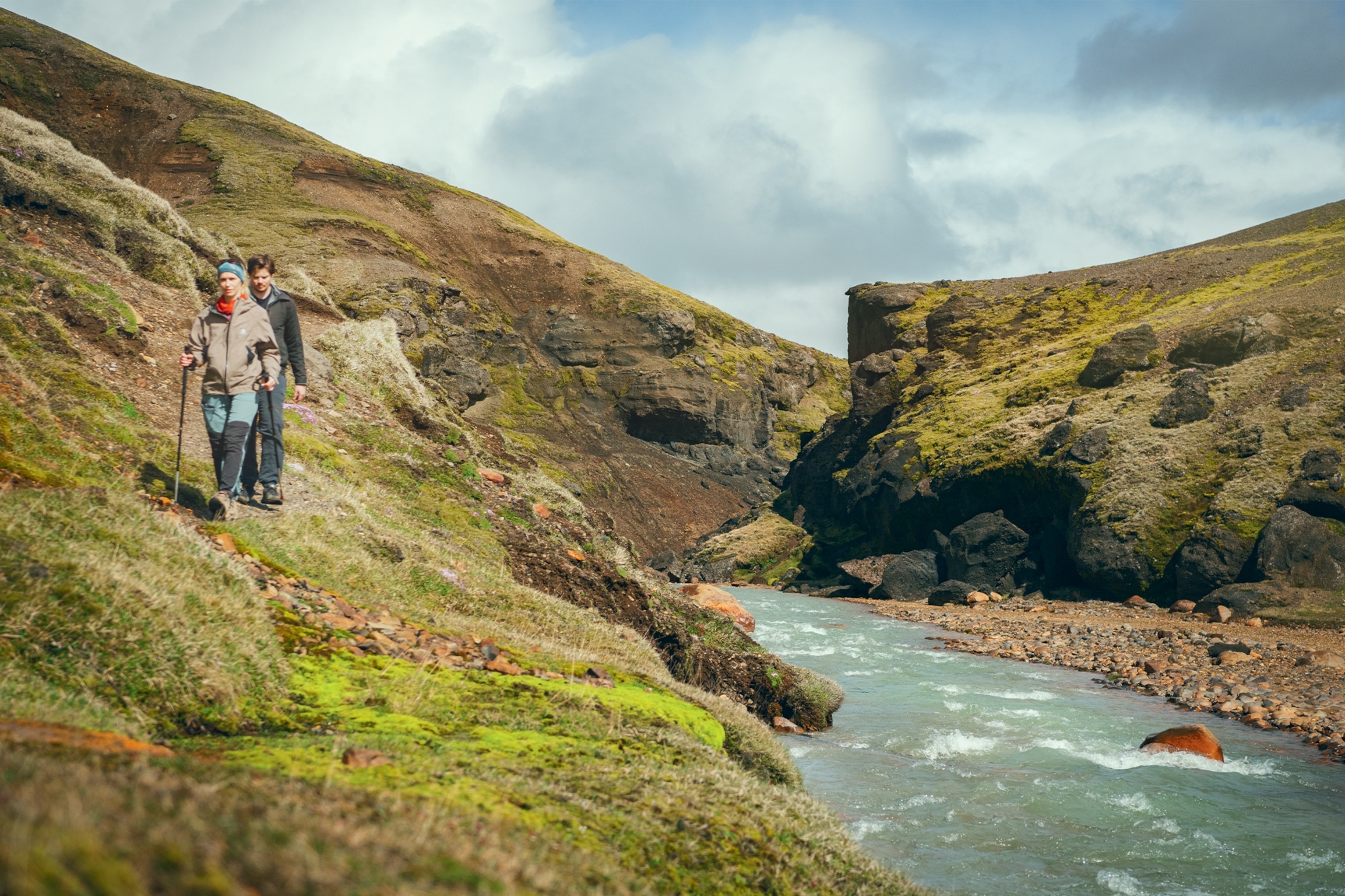 Two people hiking