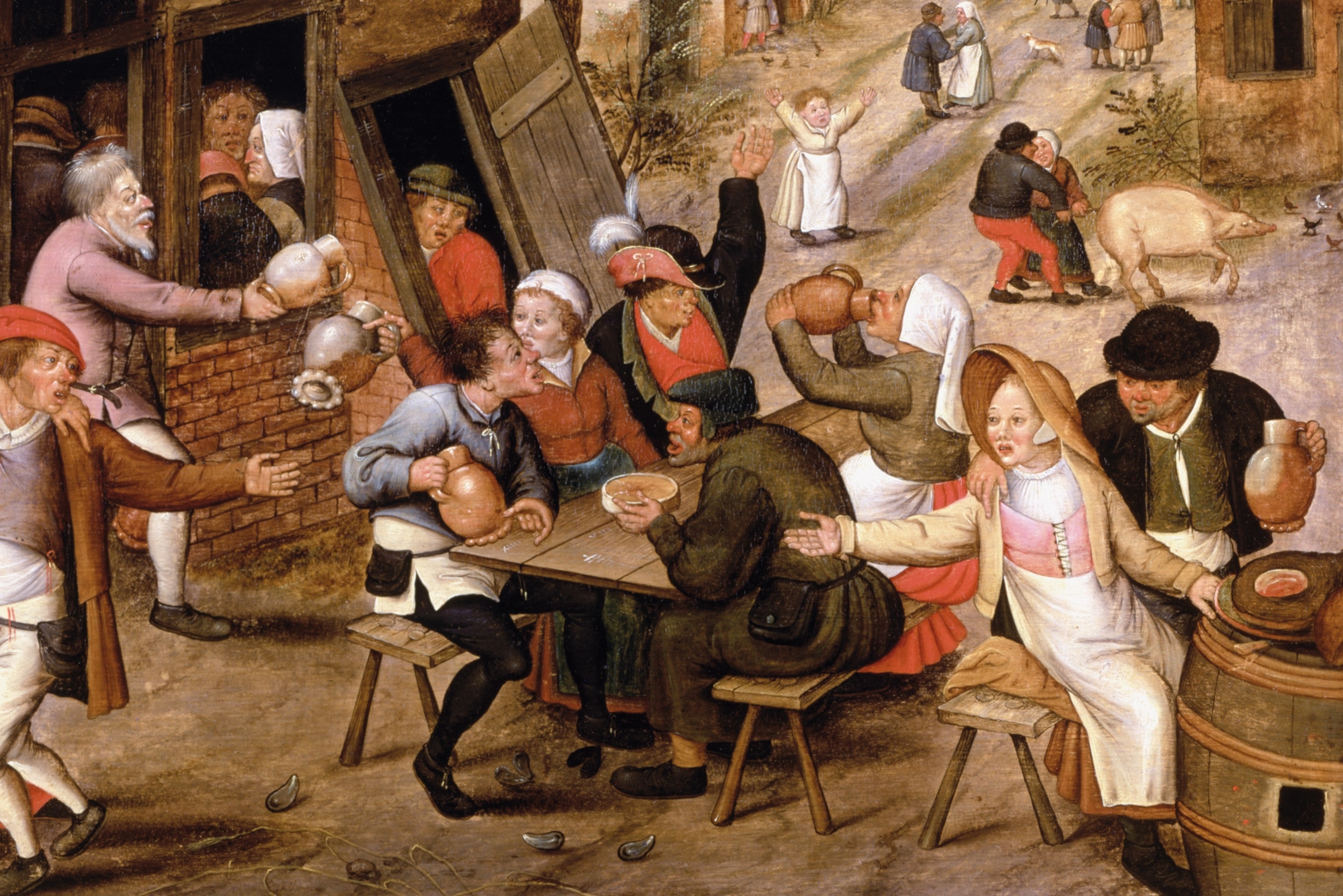 a detail of the painting "Peasants Making Merry"